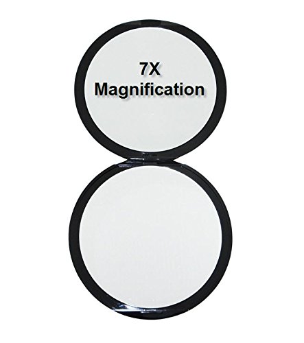 Jessy 7X/1X Travel Mirror - 4 Inch Compact Glass Makeup Mirror with 180° Rotation, 7X Magnification & Regular View - Perfect for Travel, Home & Office Use - Black