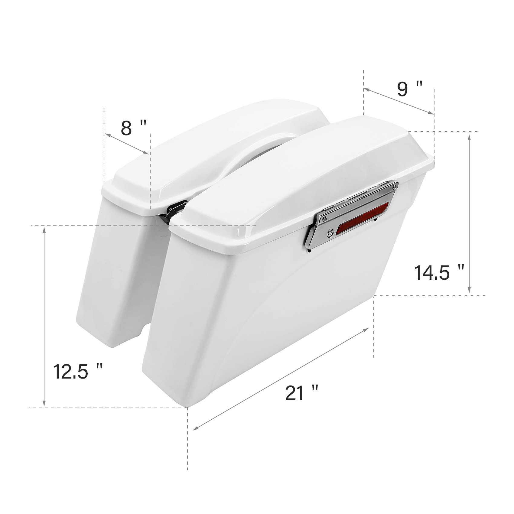 XFMT White Hard Motorcycle Saddlebags & Trunk for Harley Touring Models (Road King, Street Glide, Road Glide, Electra Glide Ultra Classic 1994-2013) - Durable Waterproof Storage for Long Rides & Road Trips