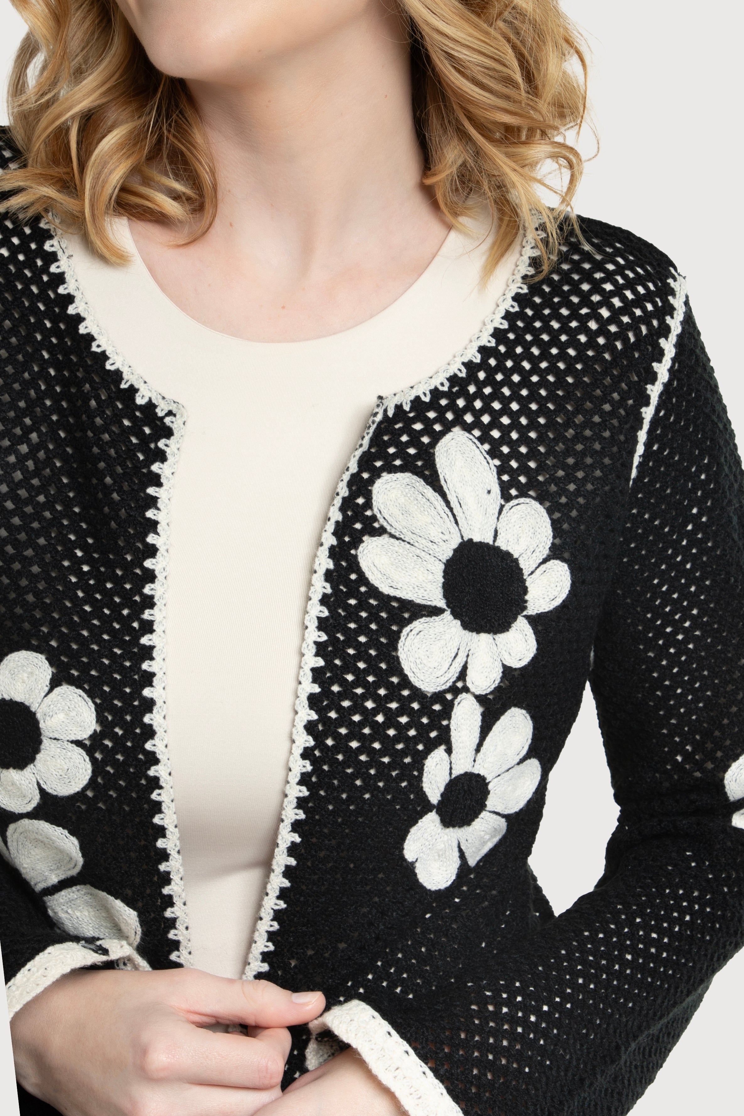 Lightweight Floral Crochet Cardigan for Women - Summer Beach Cover Up, Boho Chic Lace Knit Sweater - Perfect for Outdoor Weddings, Vacations & Casual Wear