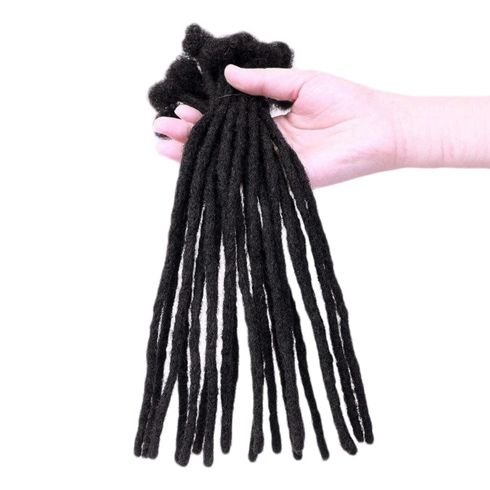 100% Real Human Hair Dreadlock Extensions for Women & Men - 0.4cm Thickness, 12 Inch, 10 Strands - Handmade Permanent Loc Extensions - Natural Black - Can Be Dyed & Bleached - Perfect for Boho, Festival, and Everyday Protective Hairstyles