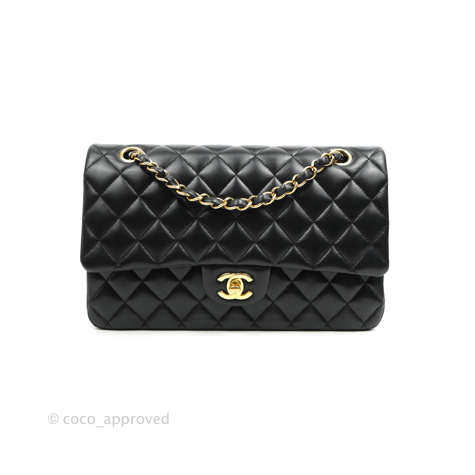 Chanel Classic Medium Double Flap Bag - Black Lambskin Leather with Gold Hardware | Luxury Handbag for Women, Perfect for Work, Evening & Special Occasions