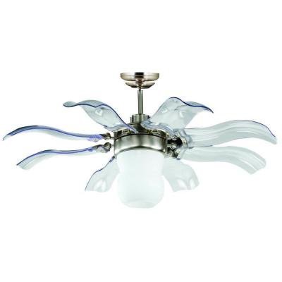 Vento Fiore 42 Inch Brushed Nickel Retractable Ceiling Fan with Remote Control - Modern Low Profile Flush Mount Design for Bedroom, Living Room & Office