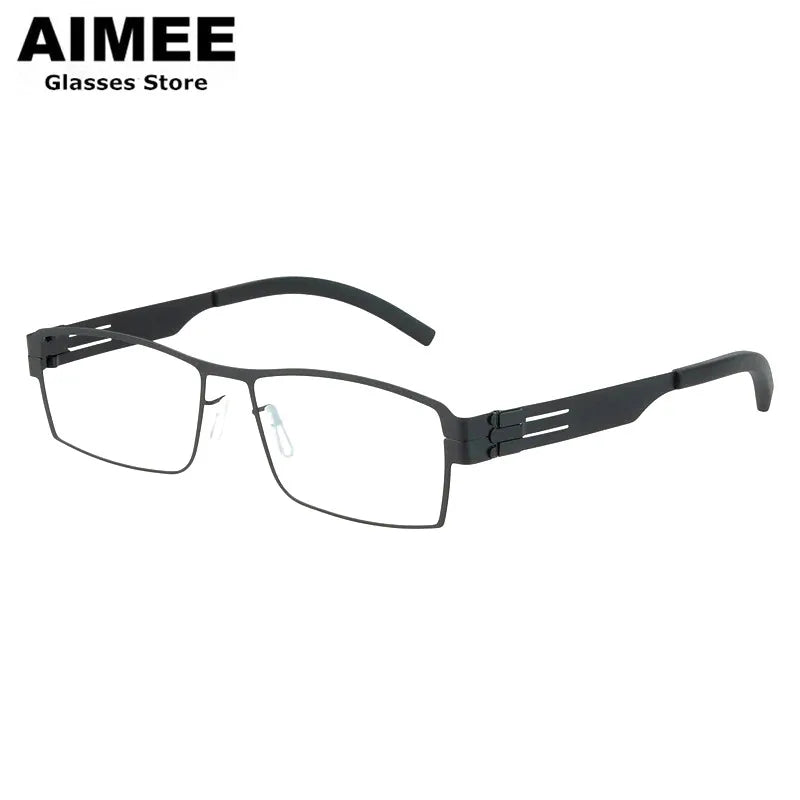 Aimee Unisex Full Rim Square Screwless Steel Eyeglasses Frame 1180 - Lightweight Durable Glasses for Men & Women - Perfect for Reading, Work, and Everyday Use