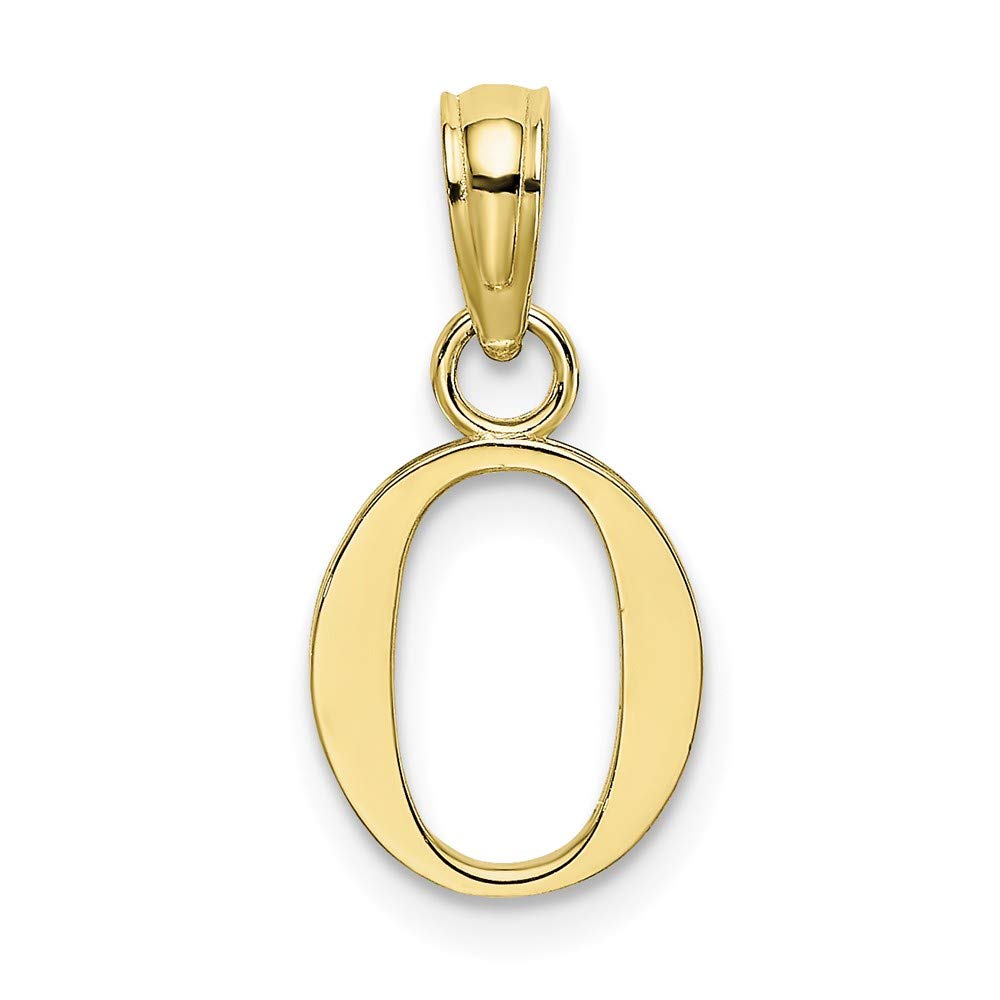 10K Yellow Gold Small Letter O Block Initial Charm Necklace - 18
