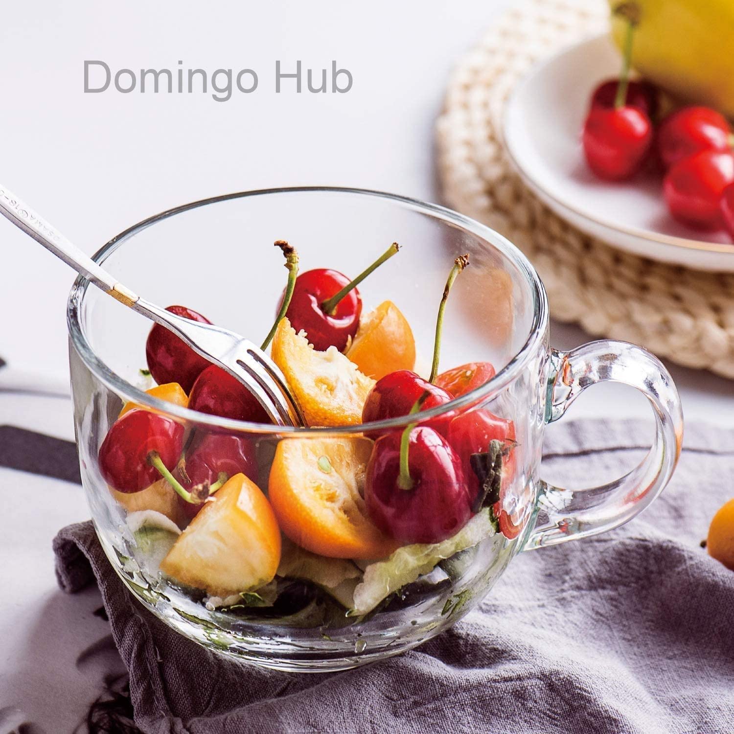 DOMINGO HUB® 2-Pack 440ml Clear Glass Mugs - Heat-Resistant Coffee Cups for Tea, Cappuccino, Espresso & Milk - Perfect for Hot Drinks, Soups & Breakfast - Ideal for Home, Office & Restaurant Use