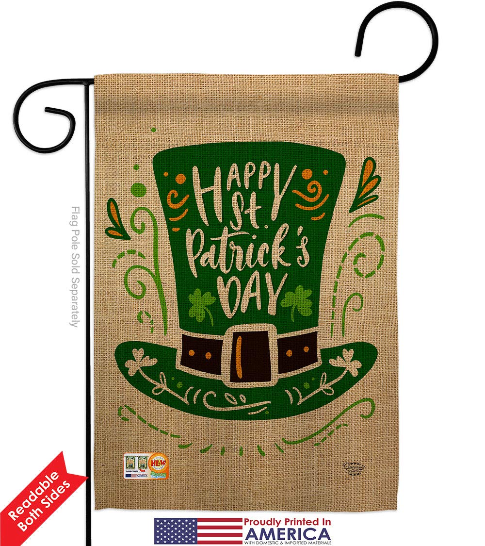 St Pat Hat Garden Flag Set - Double-Sided Irish Clover Decor for Yard & House