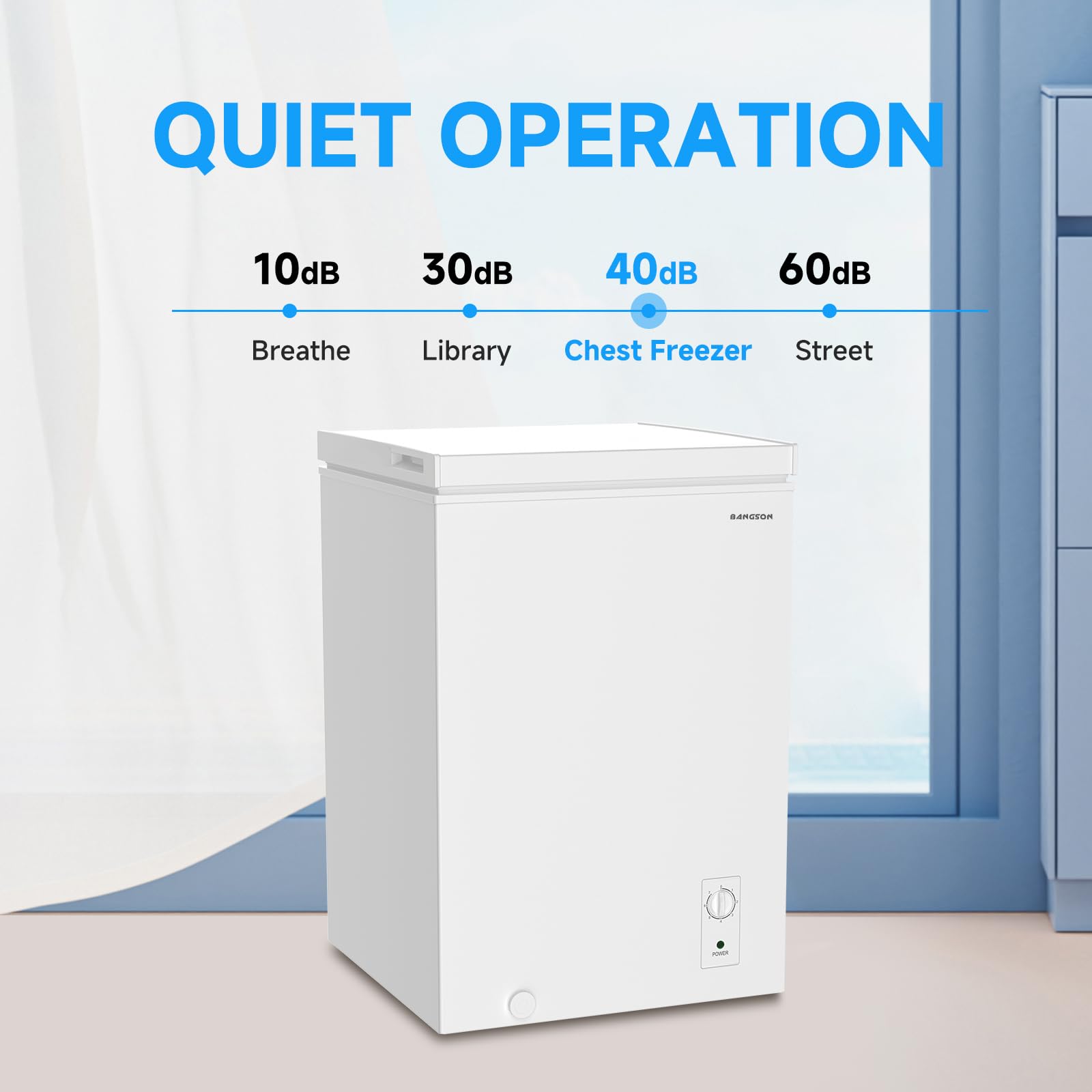 BANGSON 3.5 Cubic Feet Energy Efficient Chest Freezer with Removable Basket & Adjustable Temperature Control - Perfect for Home, Dorm, Apartment, Office - Ideal for Frozen Food Storage, Meal Prep & Bulk Grocery Savings