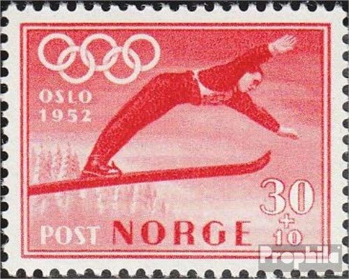 Norway 373 1951 Winter Olympics Commemorative Stamp Collection - Vintage Winter Sports Stamps for Collectors | Perfect for Philately Enthusiasts and Historical Memorabilia Displays