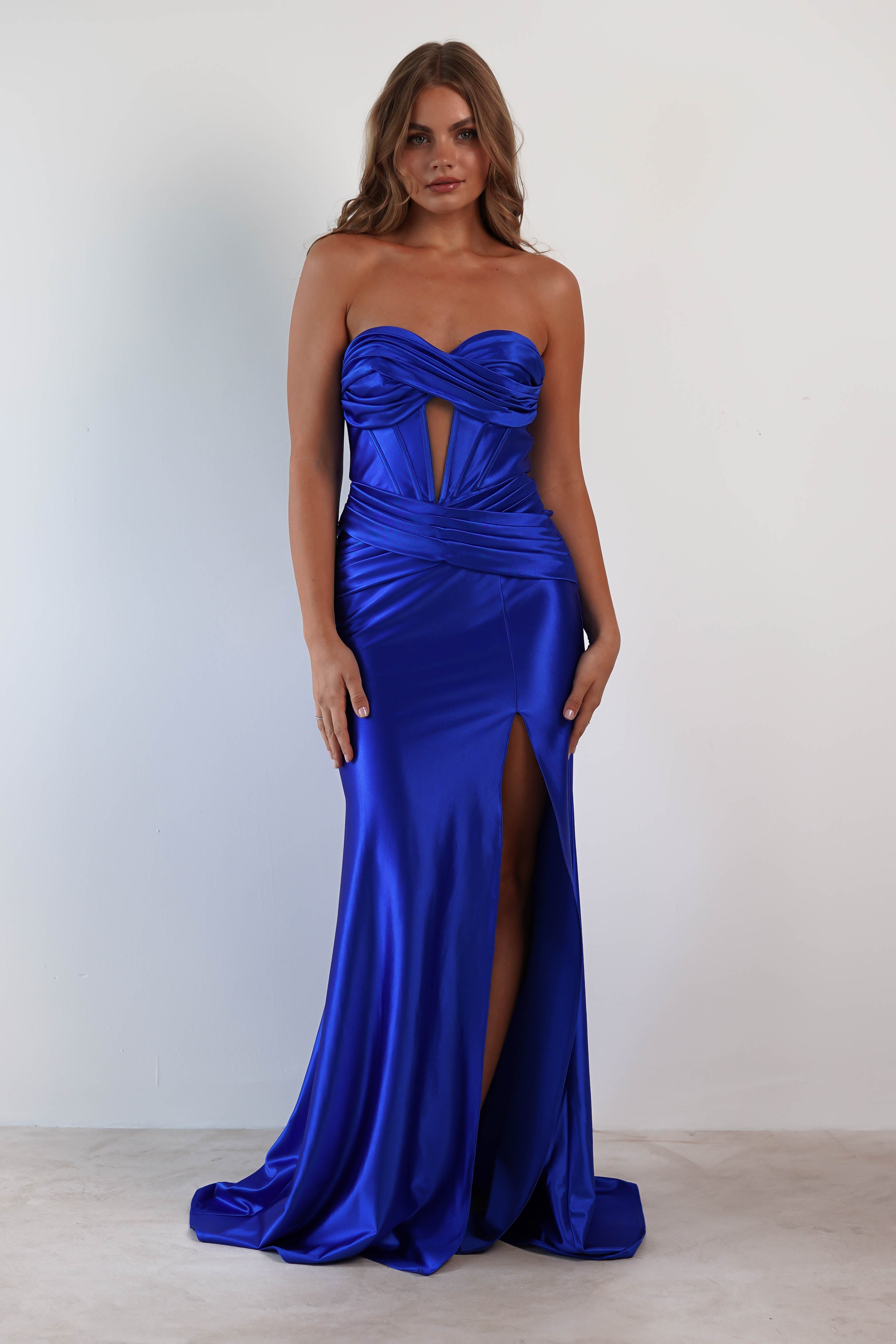Karra Bodycon Strapless Gown - Royal Blue Formal Dress for Evening Parties, Prom, Cocktail Events & Special Occasions