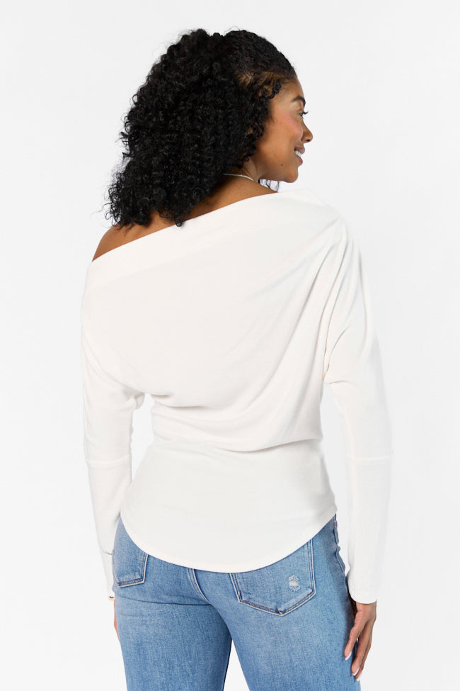 Elegant Ivory Off The Shoulder Ribbed Top for Women - Perfect for Date Night & Summer Outfits | Final Sale