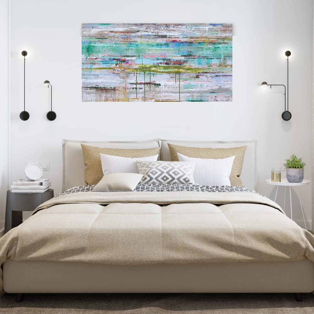 Ingeborg Herckenrath Miami Reflection Fine Art Canvas Wall Decor - 50x26 Inches - Ready to Hang for Living Room, Bedroom, Office & More - Modern Abstract Painting for Home & Commercial Spaces