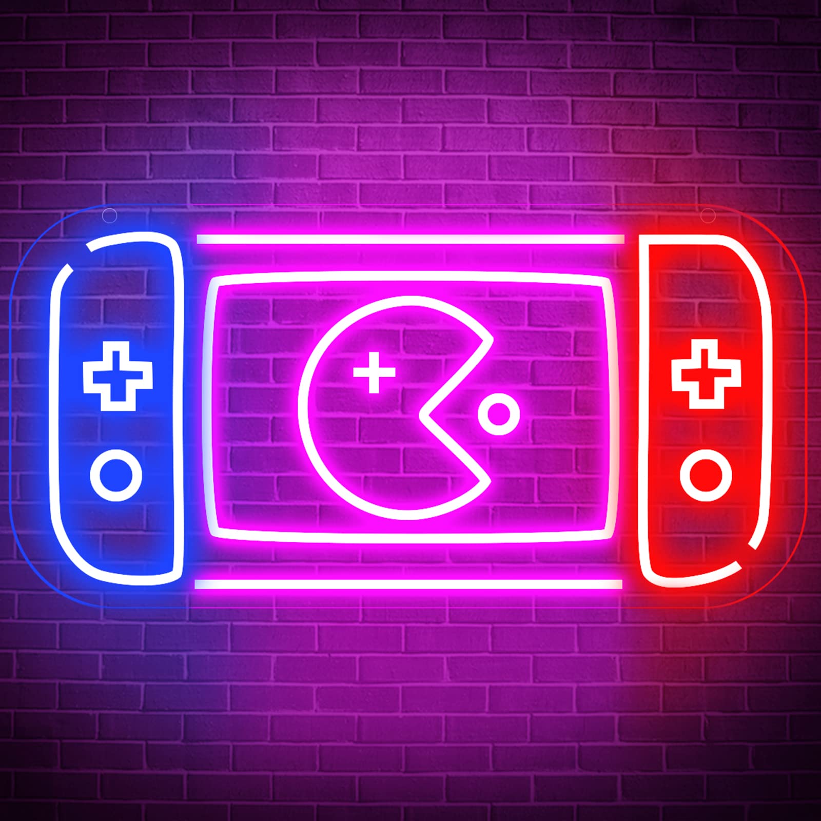 Large LED Gamer Neon Sign - 16'' USB-Powered Wall Decor for Gaming Rooms, Bedrooms & Parties | Pink/Blue/Red RGB Lighting for Teens & Gamers | Perfect Gift for Boys, Girls & Friends | Ideal for Game Rooms, Kids' Rooms & Pub Decor