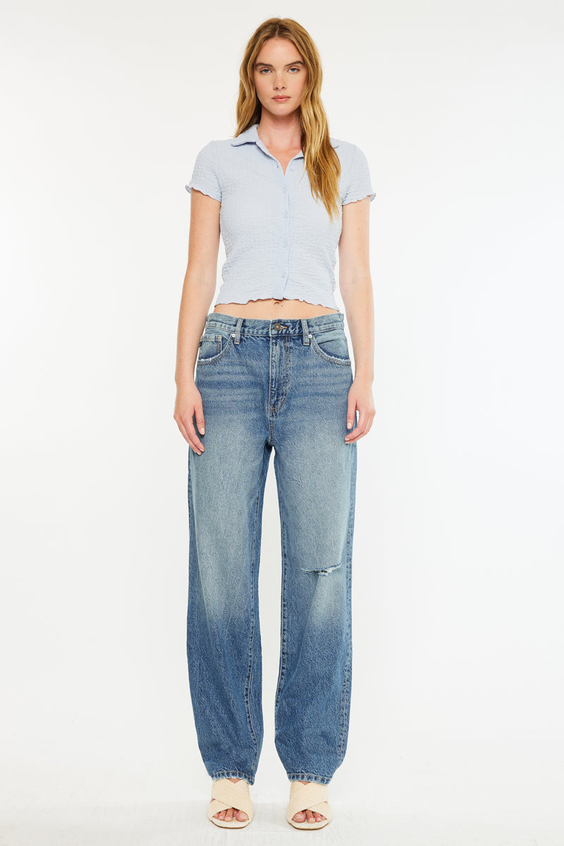 Quincy High Rise Dad Jeans for Women - Vintage Retro Straight Leg Denim Pants - Perfect for Casual Outfits, Street Style & Everyday Wear