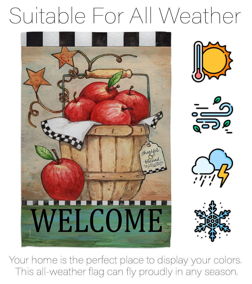 Apple Basket Decor Flag - Indoor/Outdoor Wall Hanging for Home & Garden