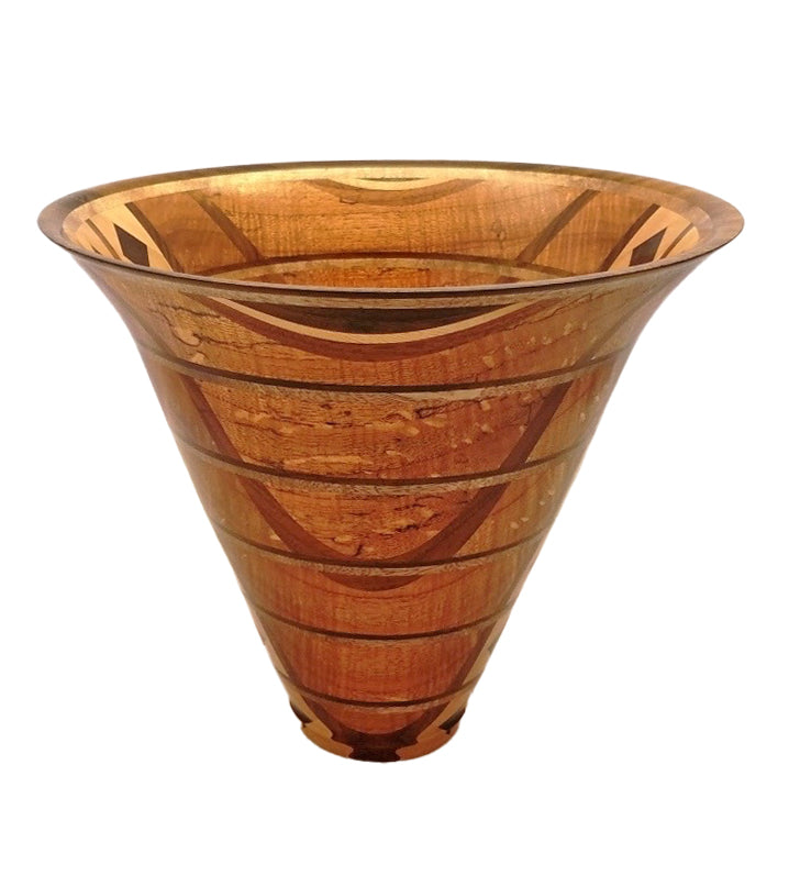 Handcrafted Laminated Koa Wood Double Diamonds Vessel by Rob Woodward - Premium Wooden Bowl for Home Decor, Gift Giving & Table Centerpiece