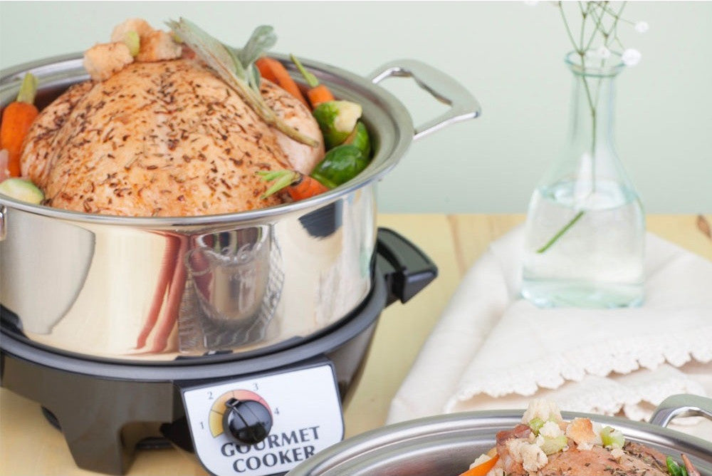 4 Quart Slow Cooker Set - Programmable Crock Pot with Removable Stoneware & Glass Lid - Perfect for Soups, Stews, Chili & Family Dinners
