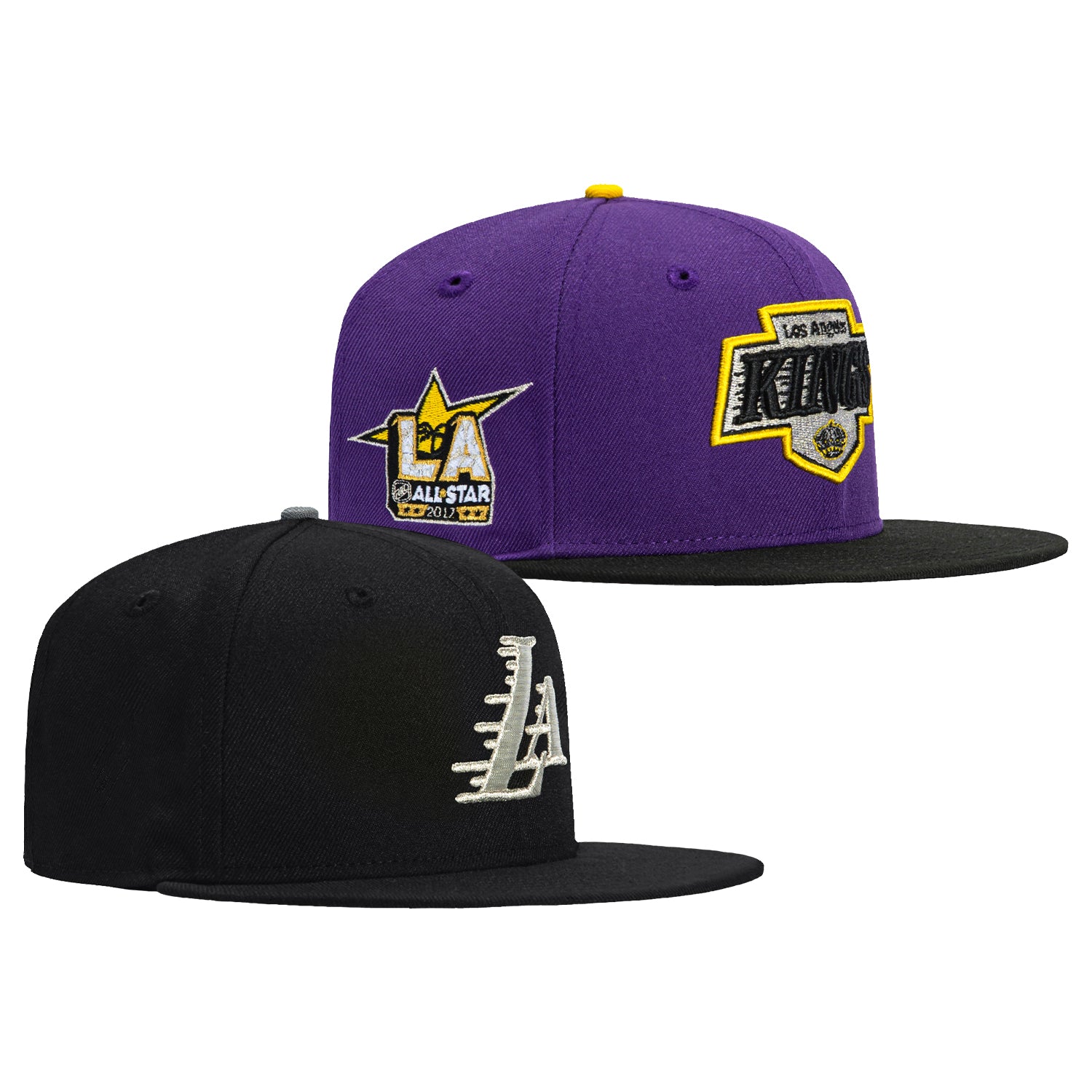 New Era 59Fifty NBA x NHL Crossover Los Angeles Pack Snapback Hat - Official Licensed Sports Cap for Men & Women - Perfect for Basketball, Hockey Games and Streetwear Fashion