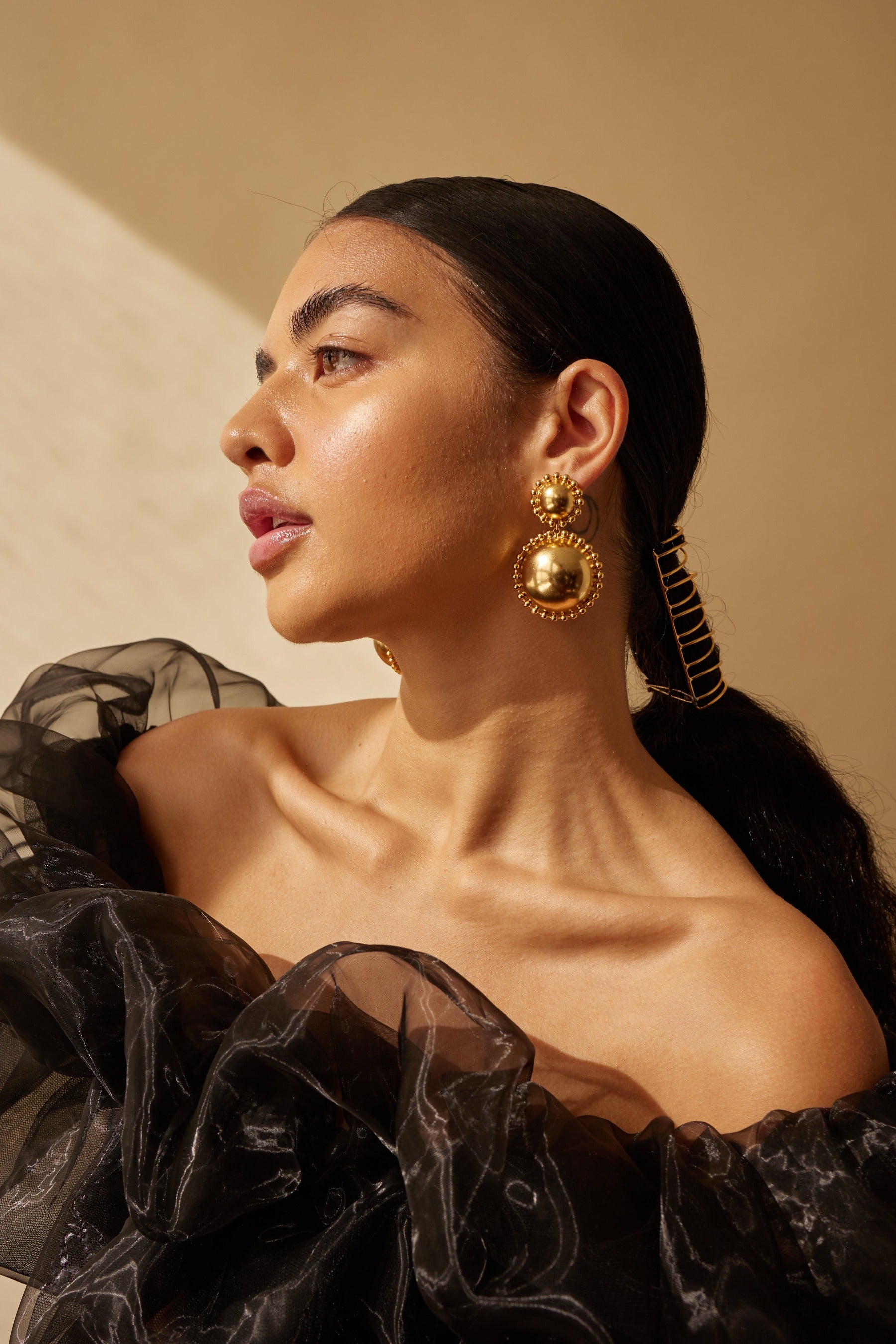 Lucia Dome Earrings - Elegant Gold-Plated Hoop Earrings for Women | Perfect for Parties, Weddings & Everyday Wear
