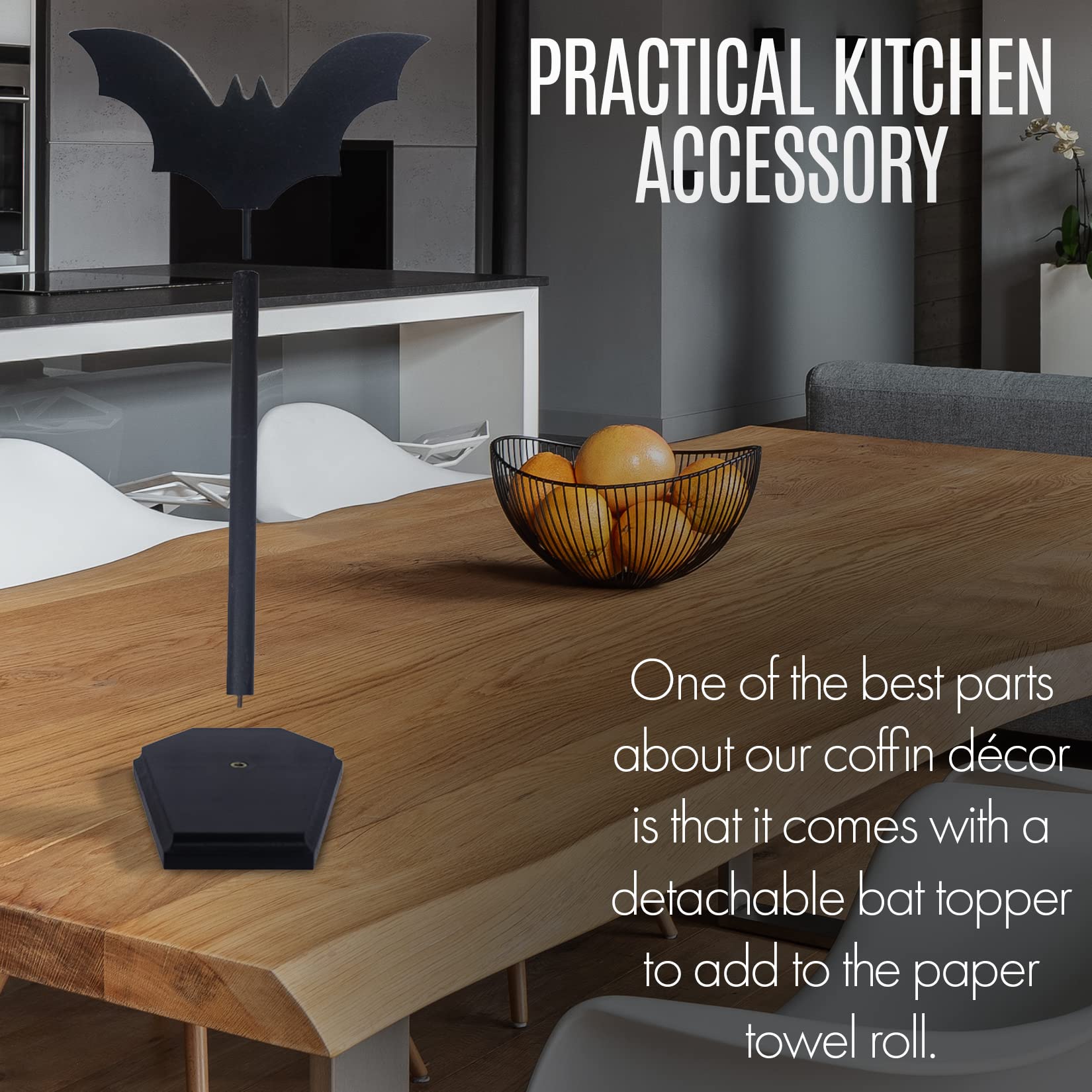 Gothic Bat Paper Towel Holder - Halloween Kitchen & Bathroom Decor - Unique Goth Home Accessories for Countertops - Spooky Witchy Gift Ideas for Women | Perfect for Halloween Parties, Gothic Themed Homes & Dark Aesthetic Decor