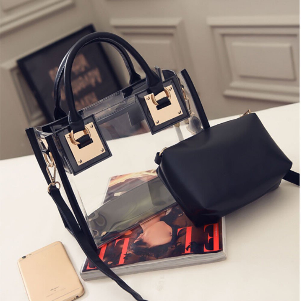Trendy Transparent Jelly Shoulder Bag for Women - Fashionable Candy Color Beach & Casual Messenger Handbag (Black) - Perfect for Beach Outings, Shopping, and Everyday Use