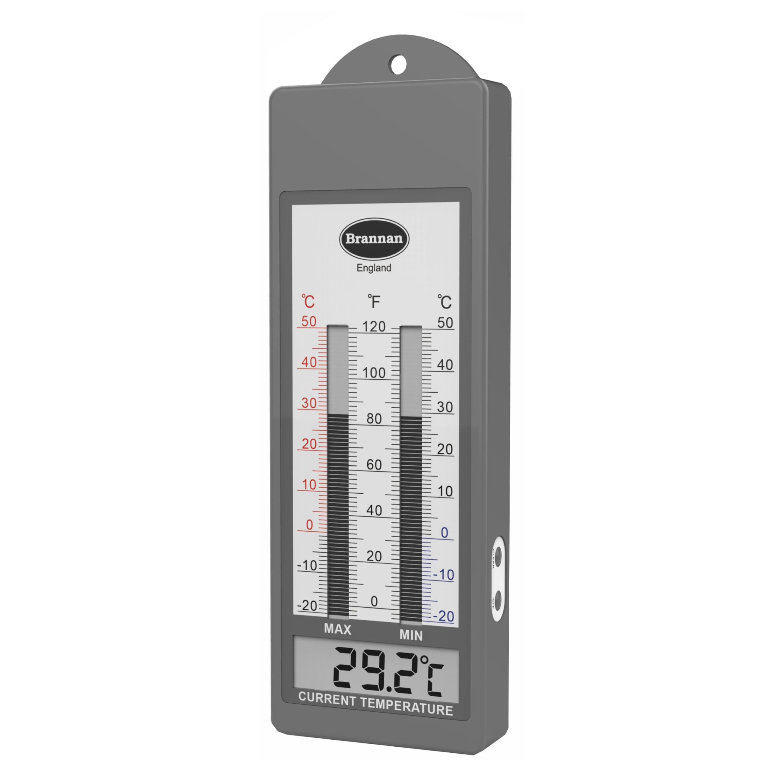 Brannan Waterproof Max Min Greenhouse Thermometer - Indoor/Outdoor Garden Thermometer with Max/Min Recording for Greenhouses, Hydroponics & Plant Nurseries | Perfect for Monitoring Temperature in Grow Tents, Cold Frames & Backyard Gardens