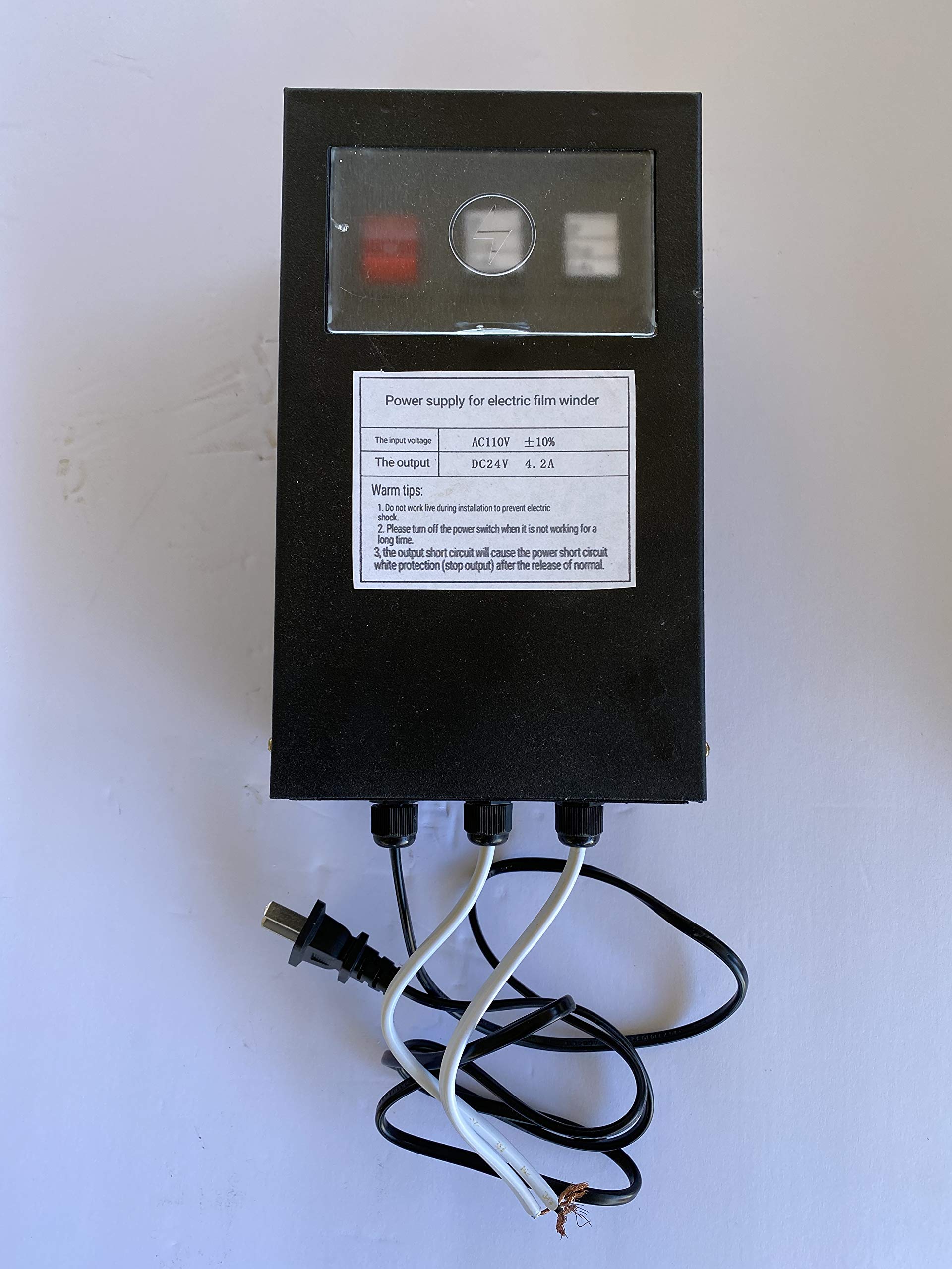 Light Deprivation Greenhouse Film Roll Up System with 2 Motor Power Controller - 110V AC to 24V DC Converter for Greenhouse Ventilation & Forward/Reverse Control - Perfect for Commercial Greenhouses, Hydroponics & Seasonal Crop Protection