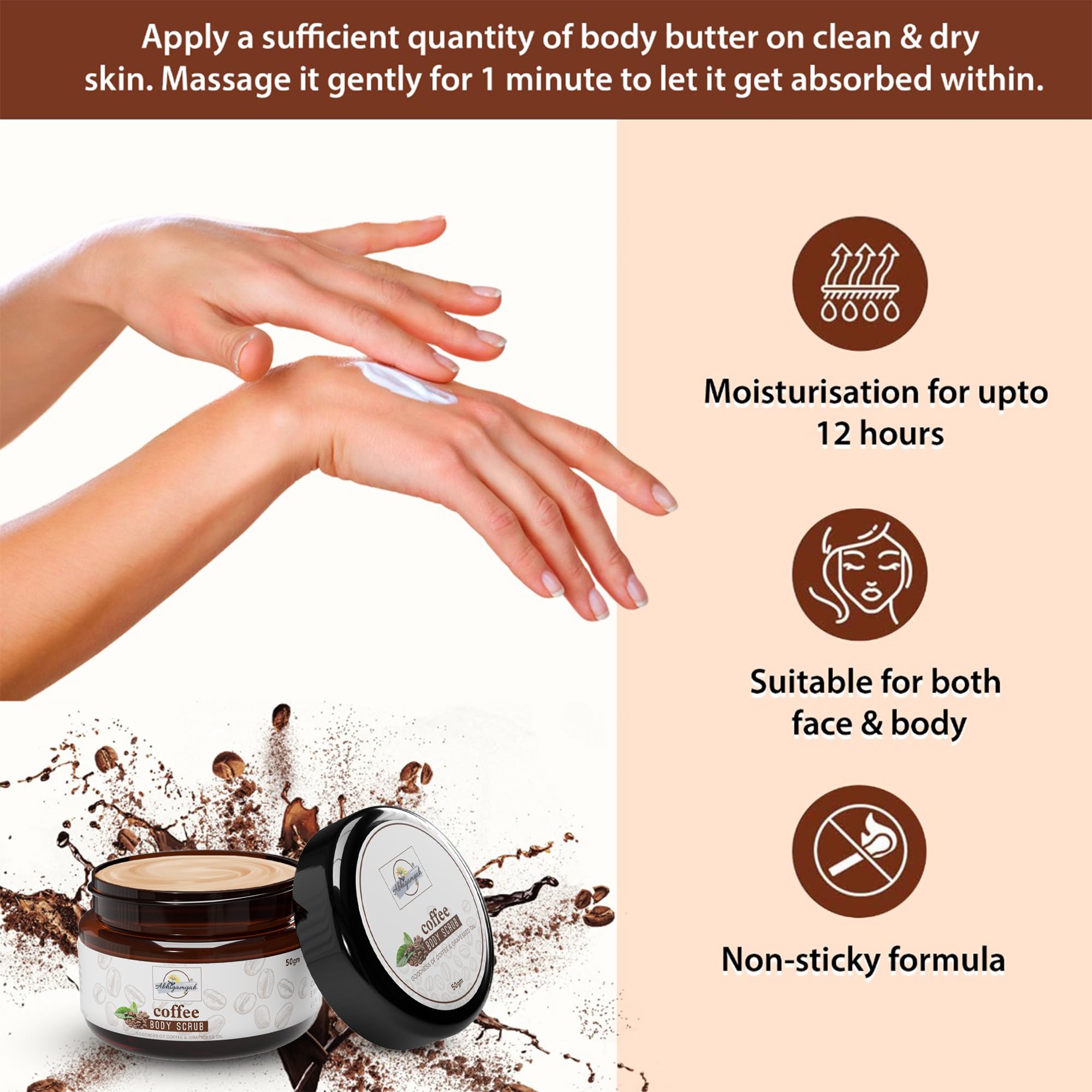 **Goodness Coffee & Grapeseed Oil Body Scrub – Natural Exfoliator for Tan Removal, Soft & Smooth Skin – 50g Pack – Perfect for Post-Sun Care & Spa Days**