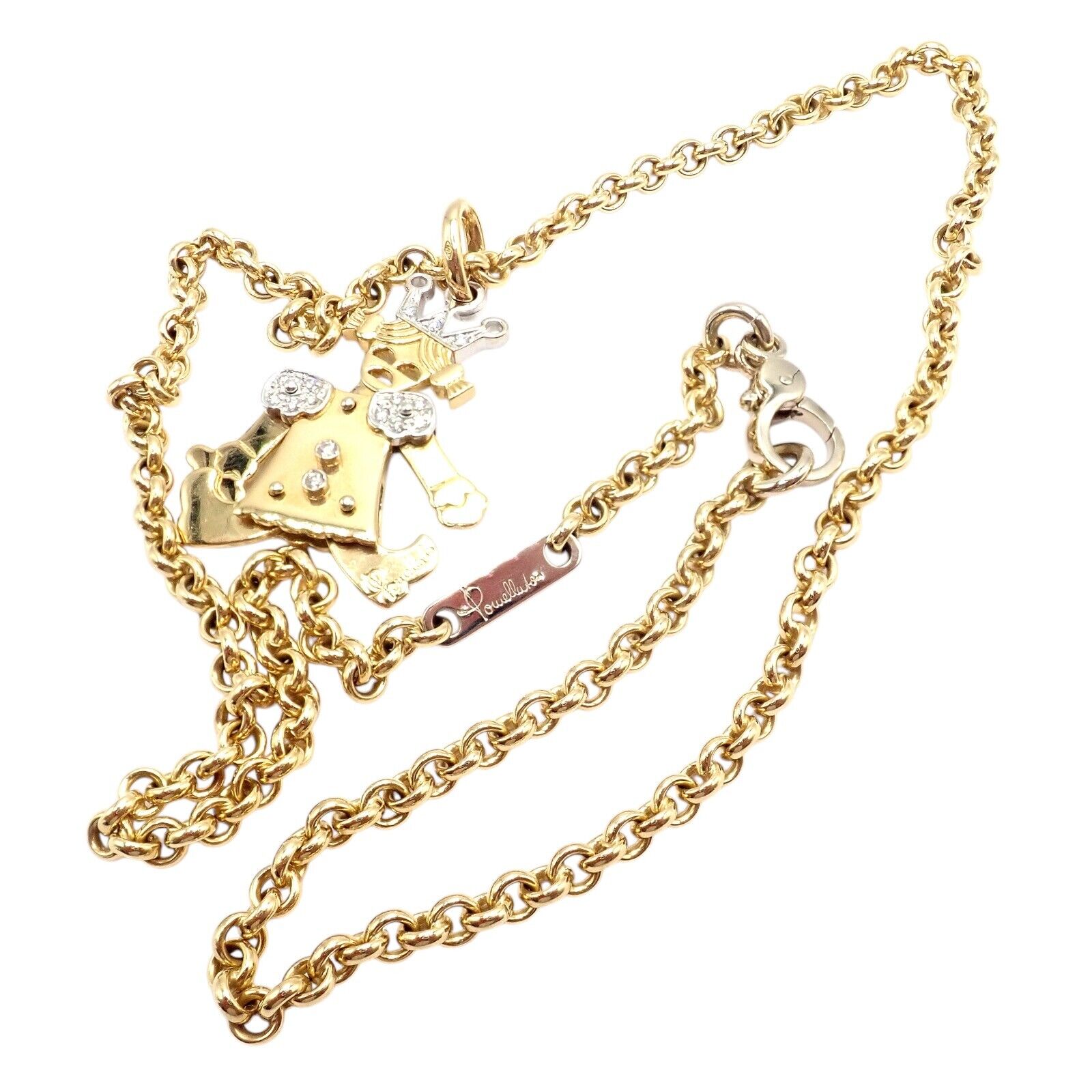 18K Yellow & White Gold Diamond Queen Pendant Necklace for Women | Luxury XL Link Chain with Animated Design | Perfect for Parties, Weddings & Special Occasions