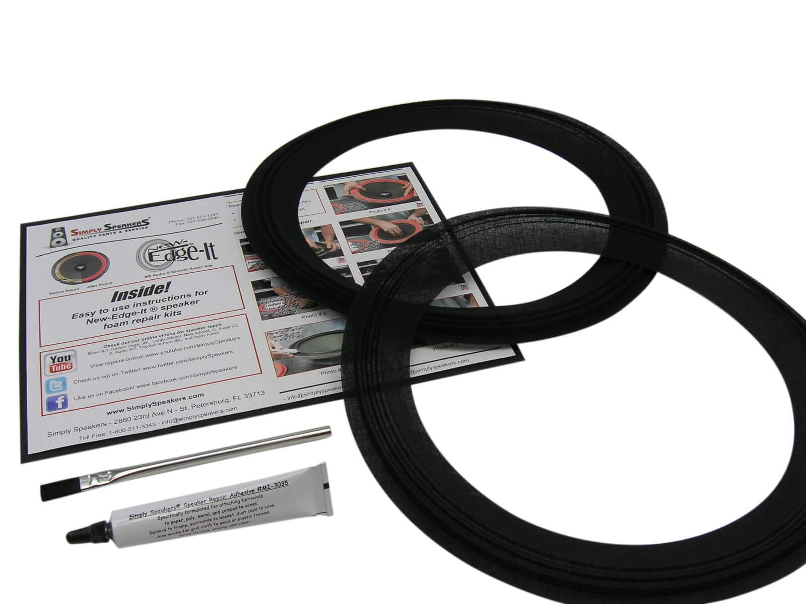 Simply Speakers JBL 2206 12 Inch Speaker Repair Kit CLSK-JBL2206 (Pair) - Premium Cloth Edge Replacement for Enhanced Audio Performance in Home Theater and Studio Monitors
