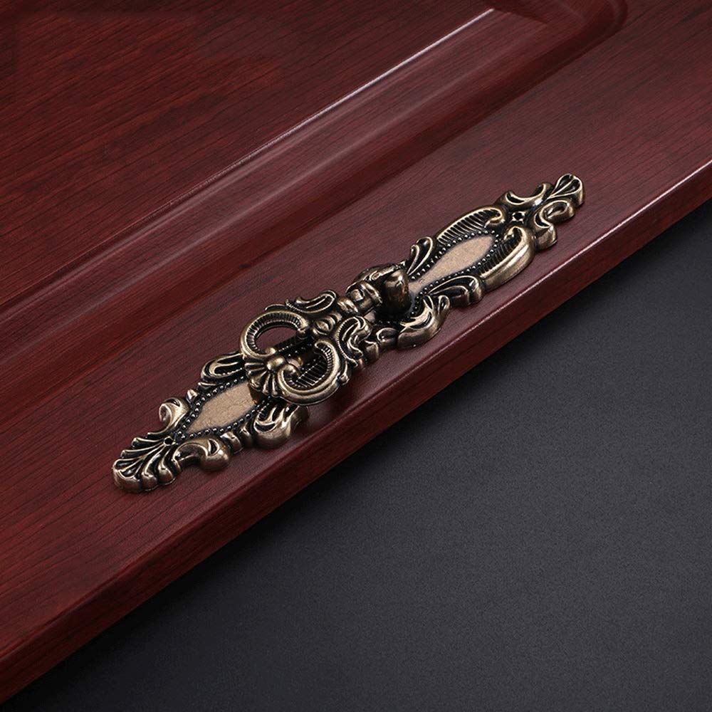 Antique European Style Cabinet Door Handles - 10 Pack Bronze Metal Drawer Pulls, 165.5mm Vintage Furniture Hardware for Kitchen Cabinets, Dressers & Wardrobes
