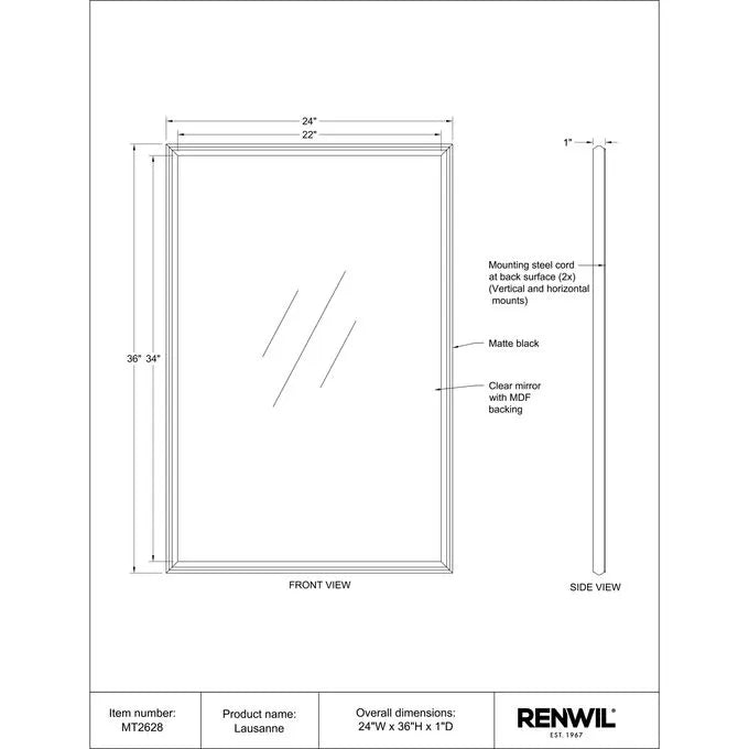 Lausanne Mirror - Elegant Wall Mirror for Home Decor, Living Room, Bedroom & Bathroom - Perfect for Modern Interior Design
