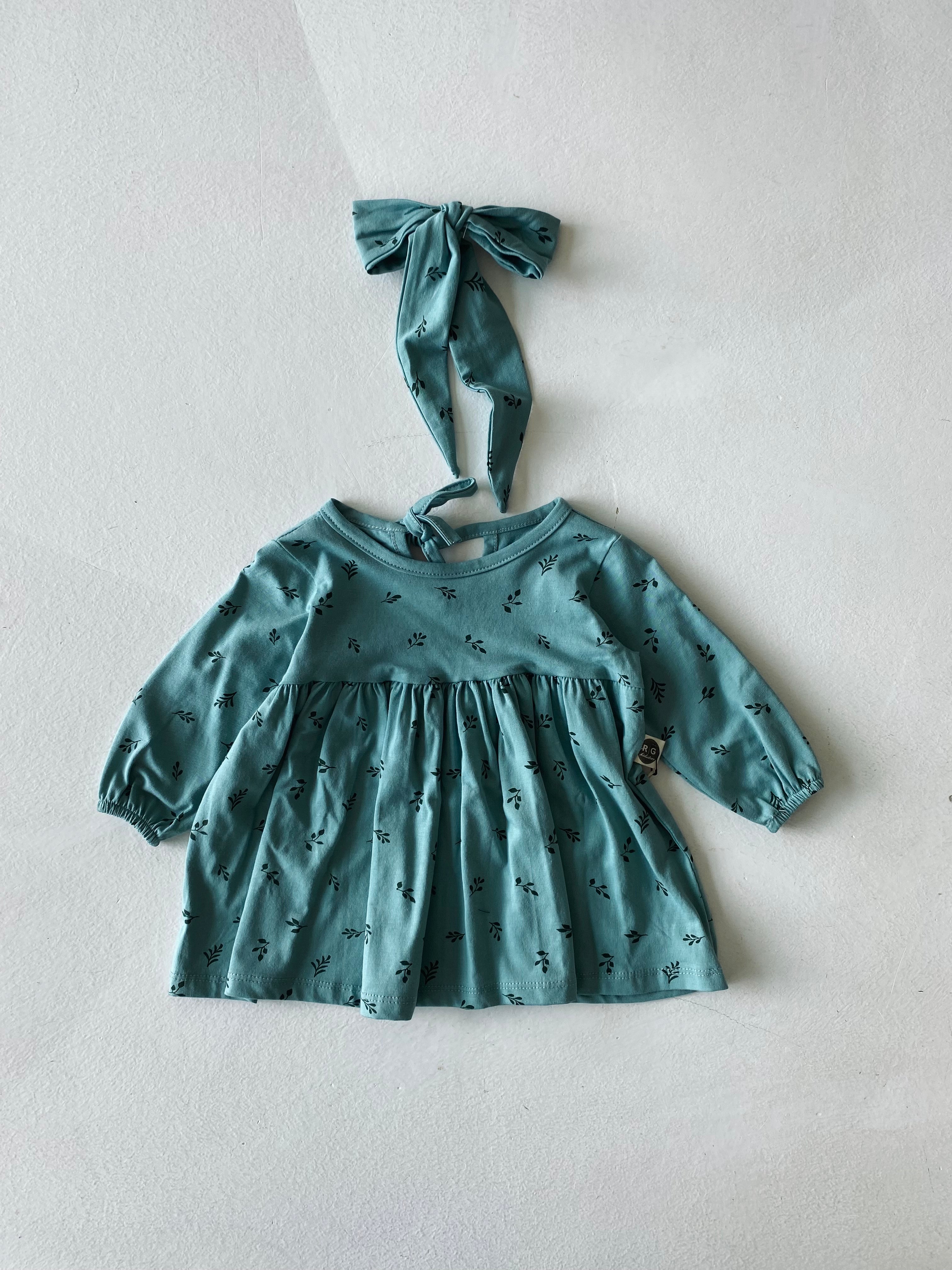 Baby Girl Floral Print Dress and Bonnet Set - Organic Cotton Outfit for Newborns & Infants - Perfect for Photoshoots, Christenings, and Special Occasions