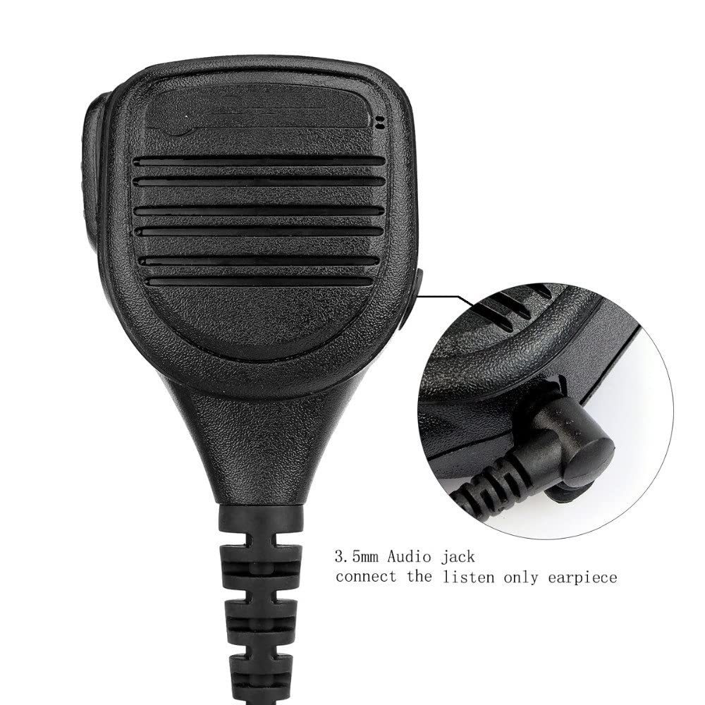 ARSMI IP54 Waterproof Speaker Microphone with Headset Jack & PTT Button - Compatible with Kenwood, Baofeng UV-5R, UV-82 Walkie Talkies - Ideal for Outdoor Adventures, Construction Sites & Emergency Communication