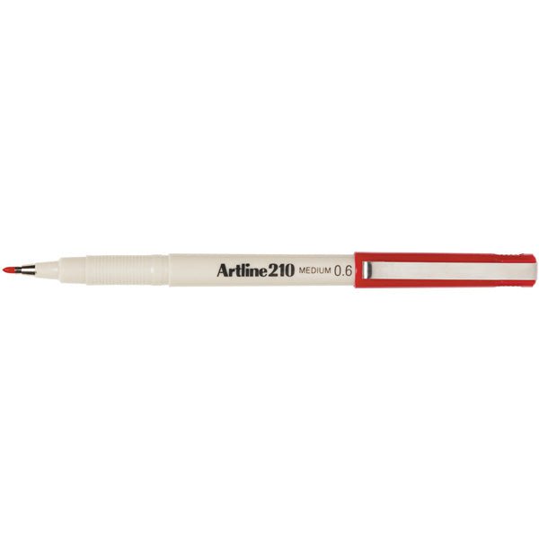 Artline 210 Fineliner Pen Set - 0.6mm Fine Tip Red Marker Pens (12 Pack) - Ideal for Art, Calligraphy, Note Taking & Office Use