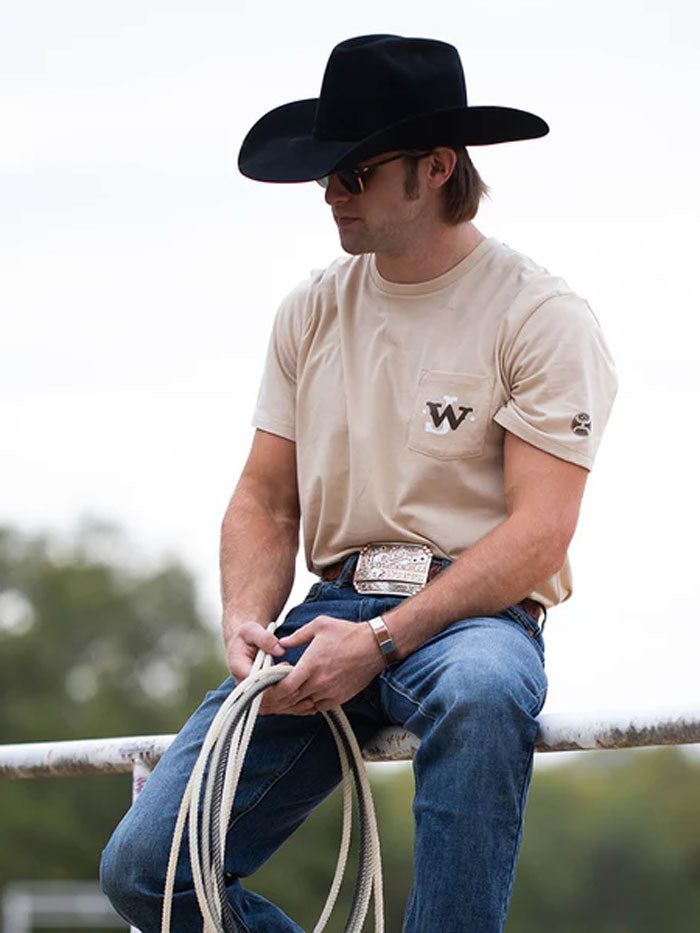 Hooey HT1700TN John Wayne Vintage T-Shirt for Men - Classic Western Style Tan Cotton Tee - Perfect for Casual Wear, Western Events & Cowboy Outfits
