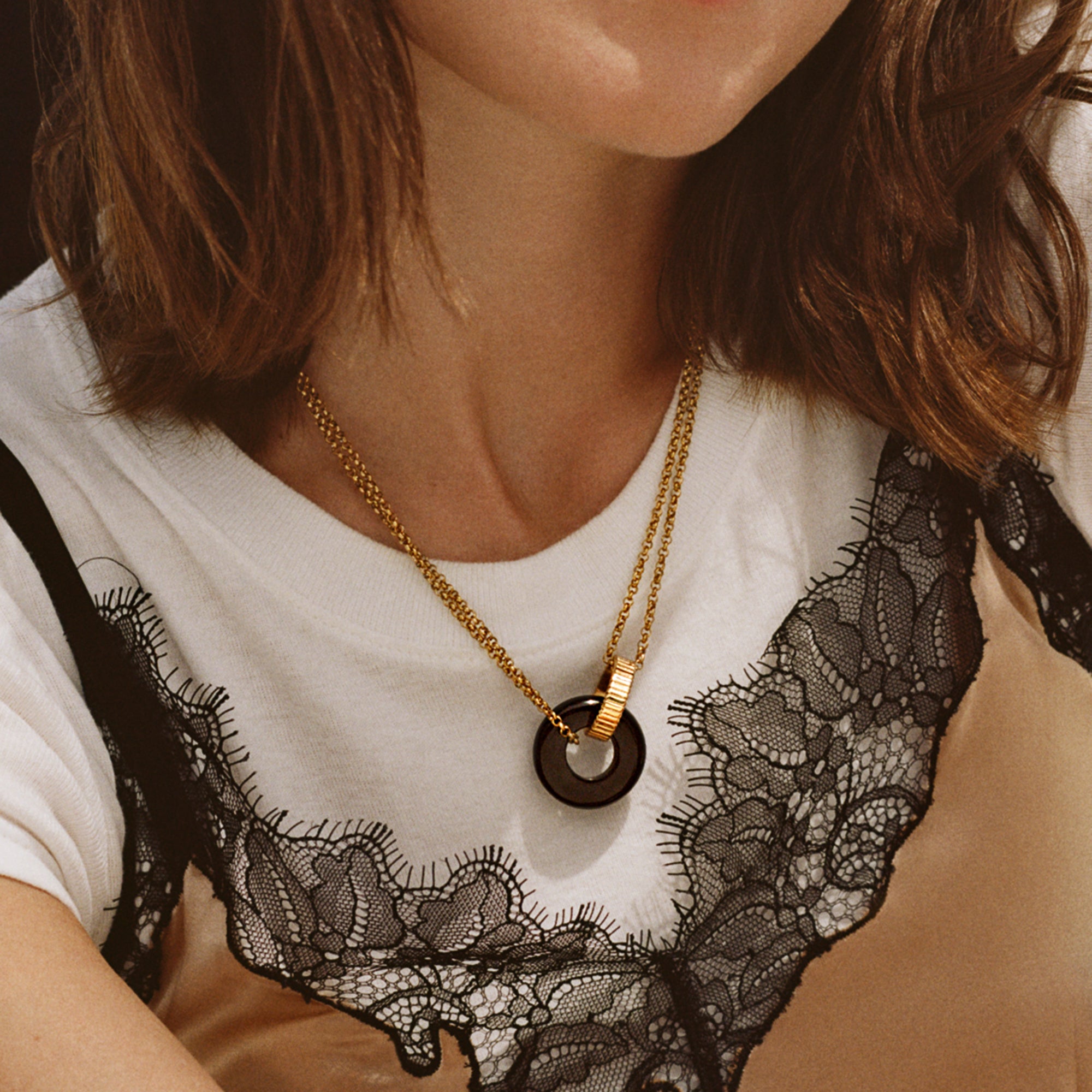 Black Onyx Textured Necklace for Women - Elegant Gemstone Jewelry for Everyday Wear & Special Occasions