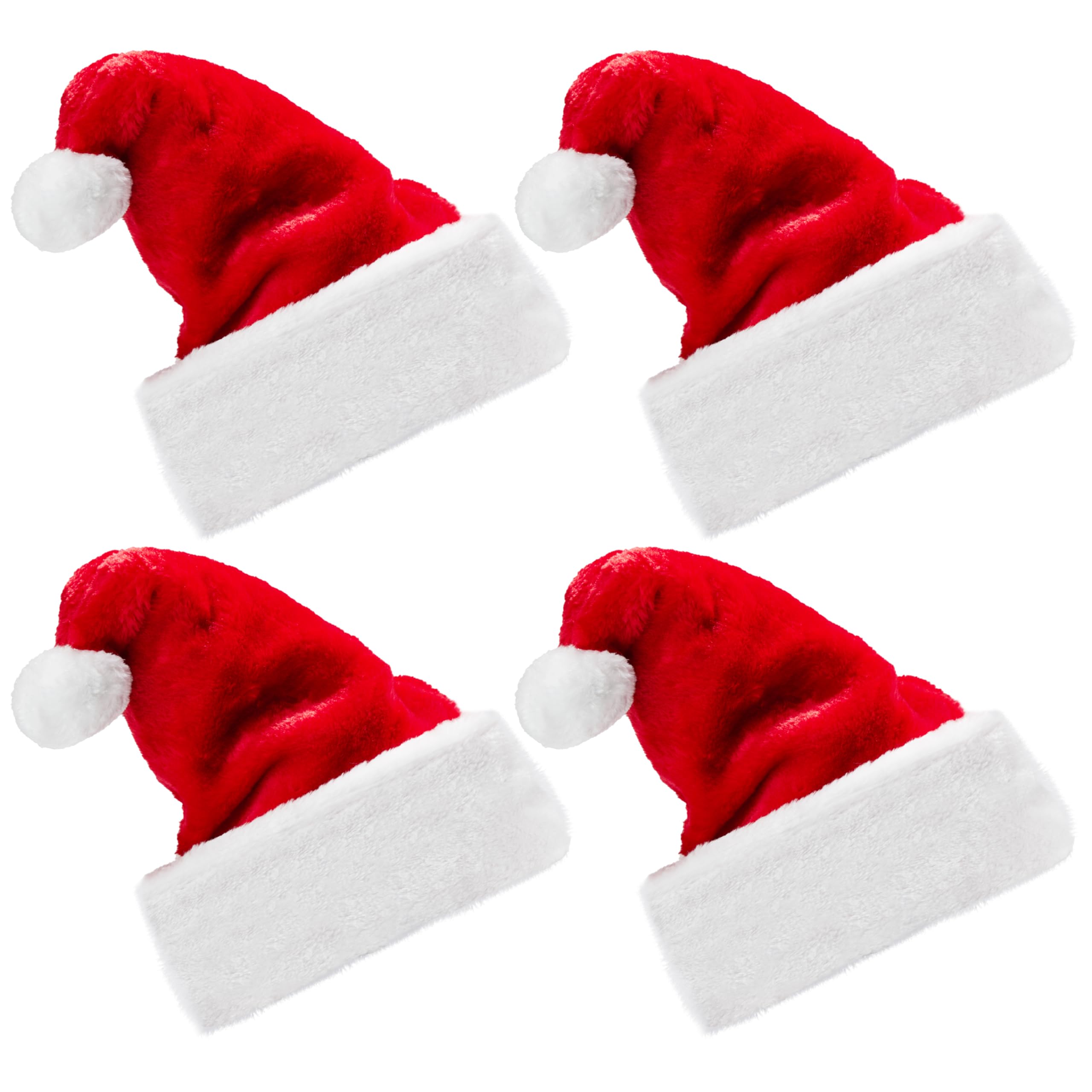 JOYIN 4 Pack Christmas Santa Hats - Soft Red Velvet Santa Claus Hats for Holiday Parties, Xmas Gifts & Festive Decorations - Perfect for Family Gatherings, Christmas Photos & Office Celebrations (Adults & Kids)