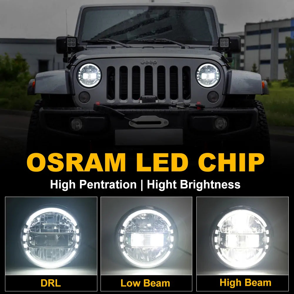 LOYO King Kong LED Headlights & Clock Style Fog Lights for Jeep Wrangler JK (2007-2018) - Chrome Finish - Off-Road Adventure & Night Driving Upgrade