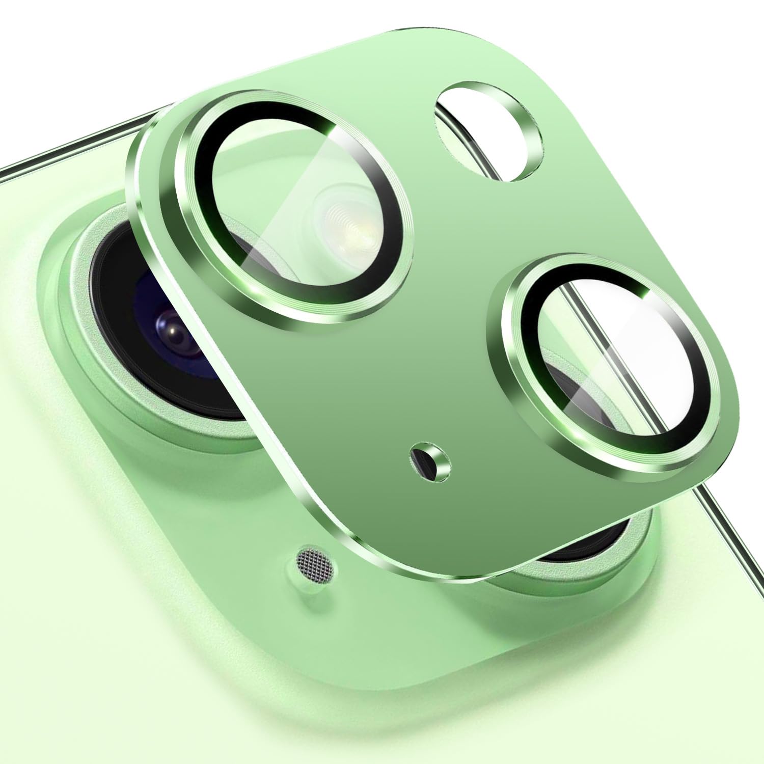 iPhone 15 & iPhone 15 Plus Camera Lens Protector - Tempered Glass, Anti-Scratch, Shockproof Full Coverage - Case Friendly Green Lens Cover for Outdoor Photography & Travel Protection