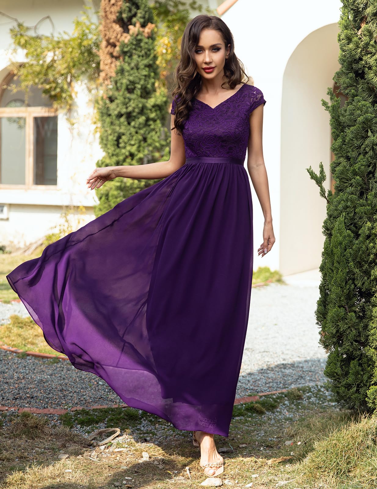 Elegant Long Formal Dresses for Women 2024 | Wedding Guest & Bridesmaid Gowns | V-Neck Evening Party Dresses for Homecoming, Beach Events & Fall Occasions