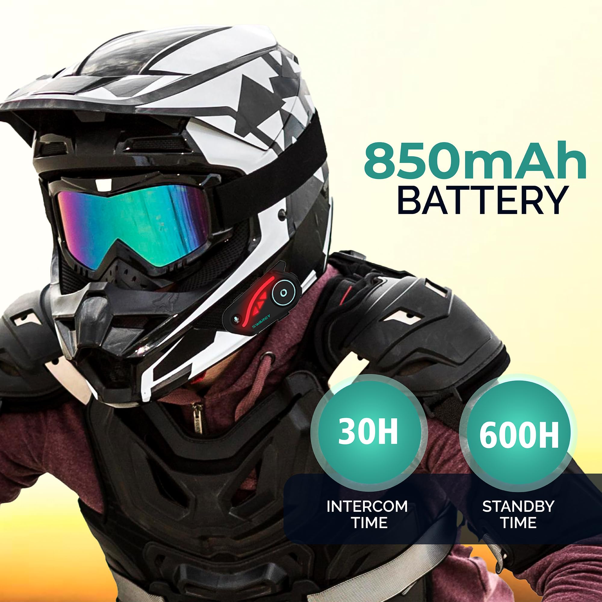 V8 Motorcycle Bluetooth Headset - Helmet Intercom with FM Radio, Music Sharing & Noise Cancelling DSP/CVC HiFi Stereo - 1000M to 2000M Range - Perfect for Group Riding, Commuting & Adventure Tours (Single Pack, 4X)