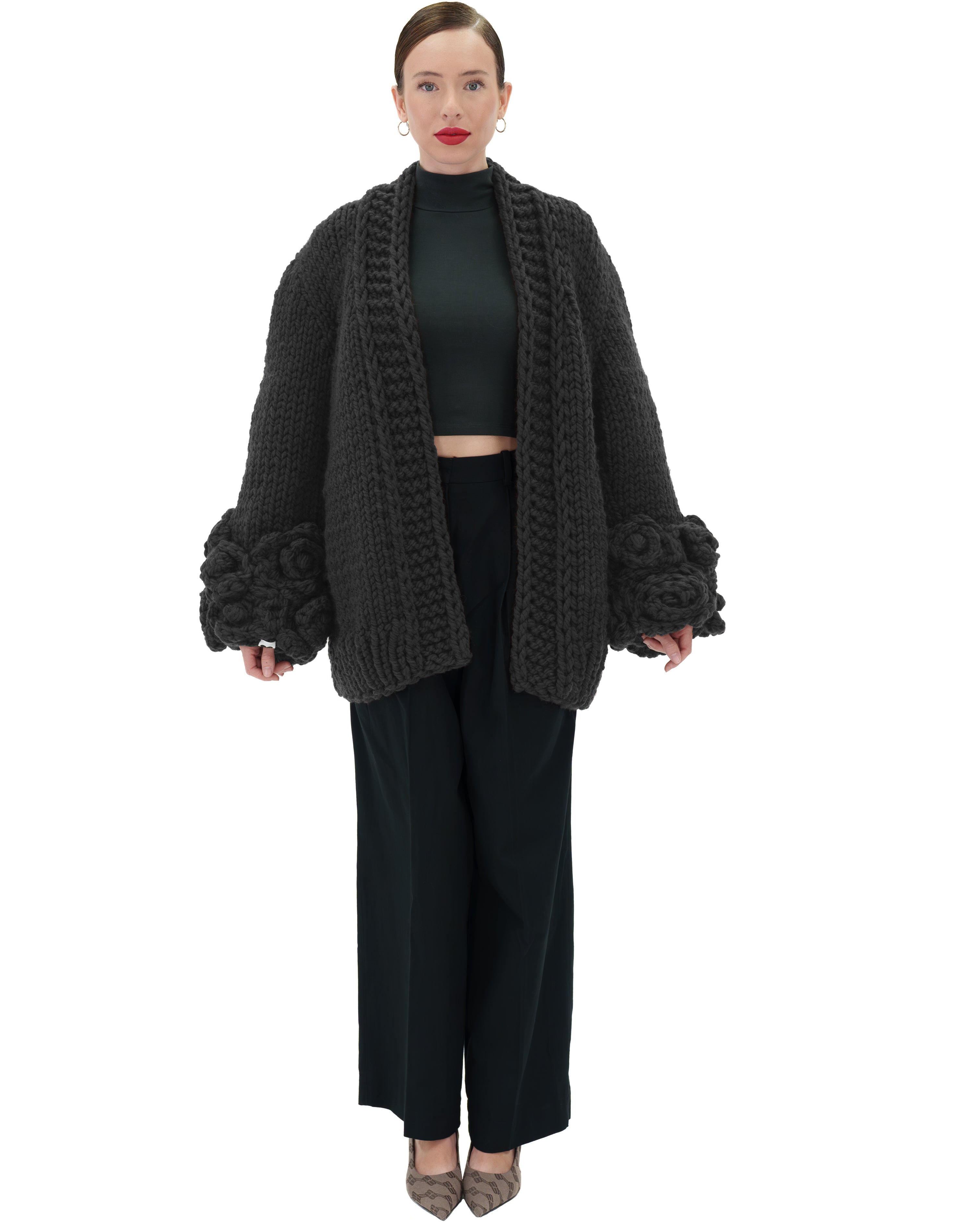 Floral Sleeves Cardigan for Women - Lightweight Open Front Knit Sweater with Floral Embroidery | Perfect for Spring Outfits, Office Wear & Casual Dates
