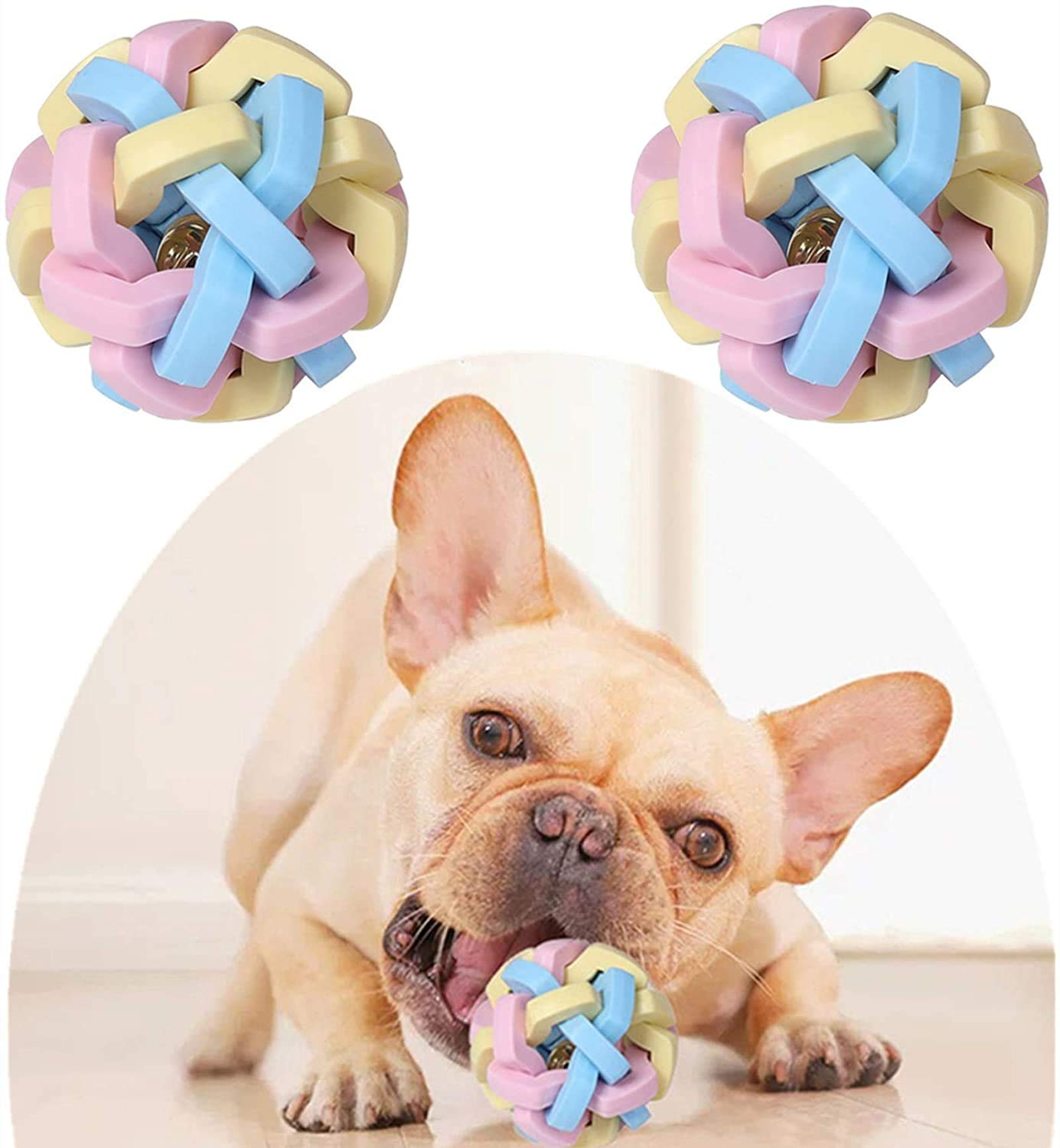 Durable Cat & Dog Interactive Toy Ball with Bell - Chew-Proof Rubber Ball for Teeth Cleaning - Fun Pet Toy for Small & Medium Dogs - Perfect for Playtime & Dental Health