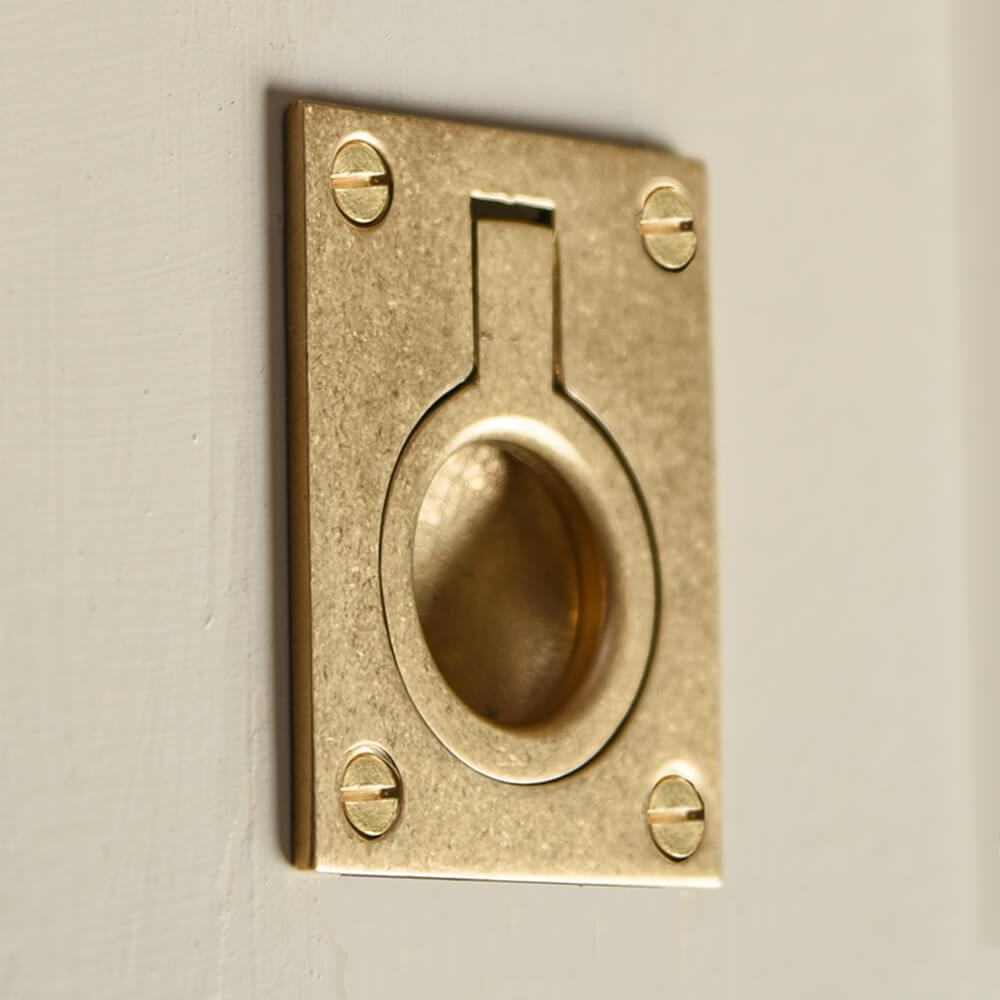 Vintage Brass Flush Ring Pull - Antique Cabinet & Drawer Handle for Home Decor - Perfect for Furniture Restoration, DIY Projects & Vintage Style Interiors