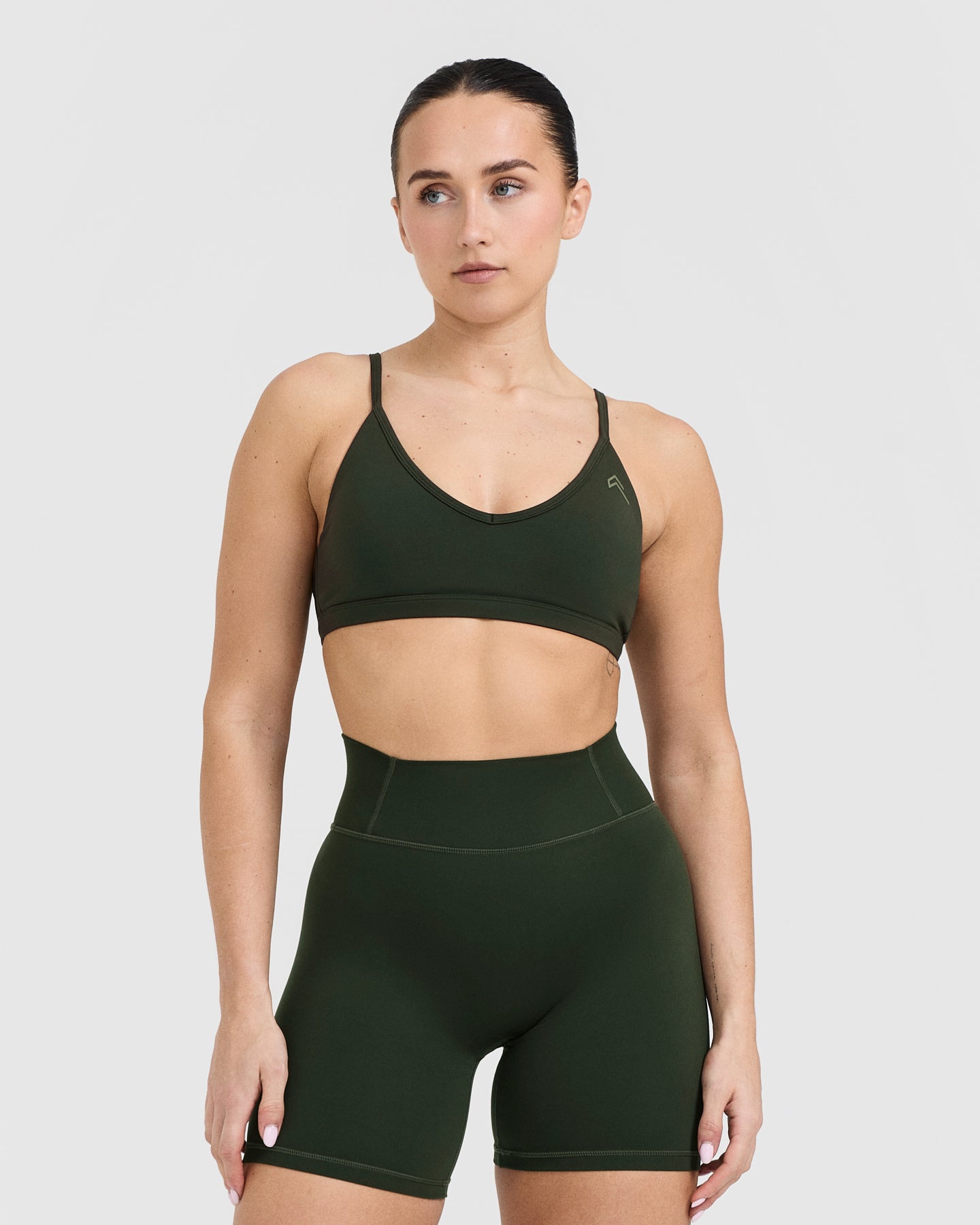 Timeless Strappy Bralette in Khaki - Comfortable Wireless Bra for Everyday Wear, Yoga & Lounge