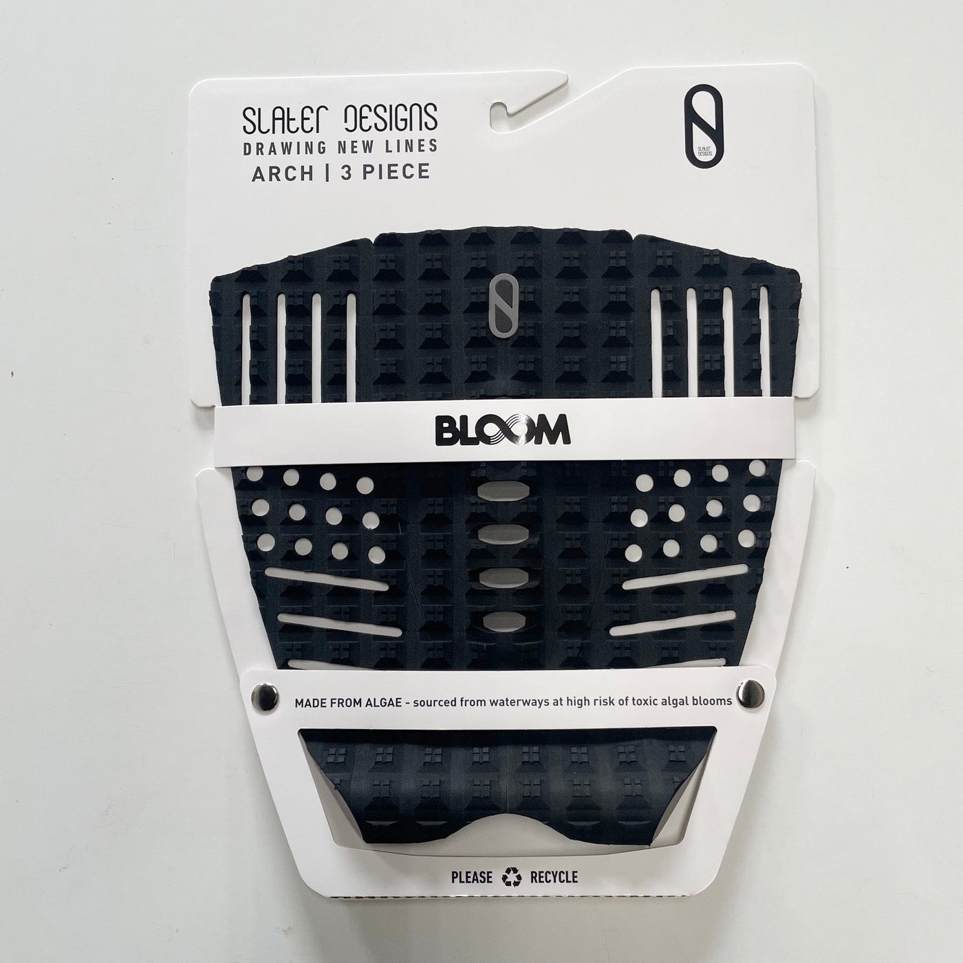 Slater Designs 3-Piece Arch Black Deck Pads - Premium Traction Pads for Surfboards, Skateboards & Water Sports - Non-Slip Grip for Enhanced Performance