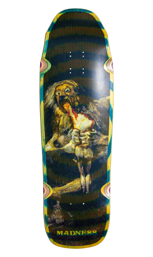 Madness Halftone Son R7 Skateboard Deck - Green Swirl Design - 9.5 Inch Professional Skateboard for Street & Park Riding