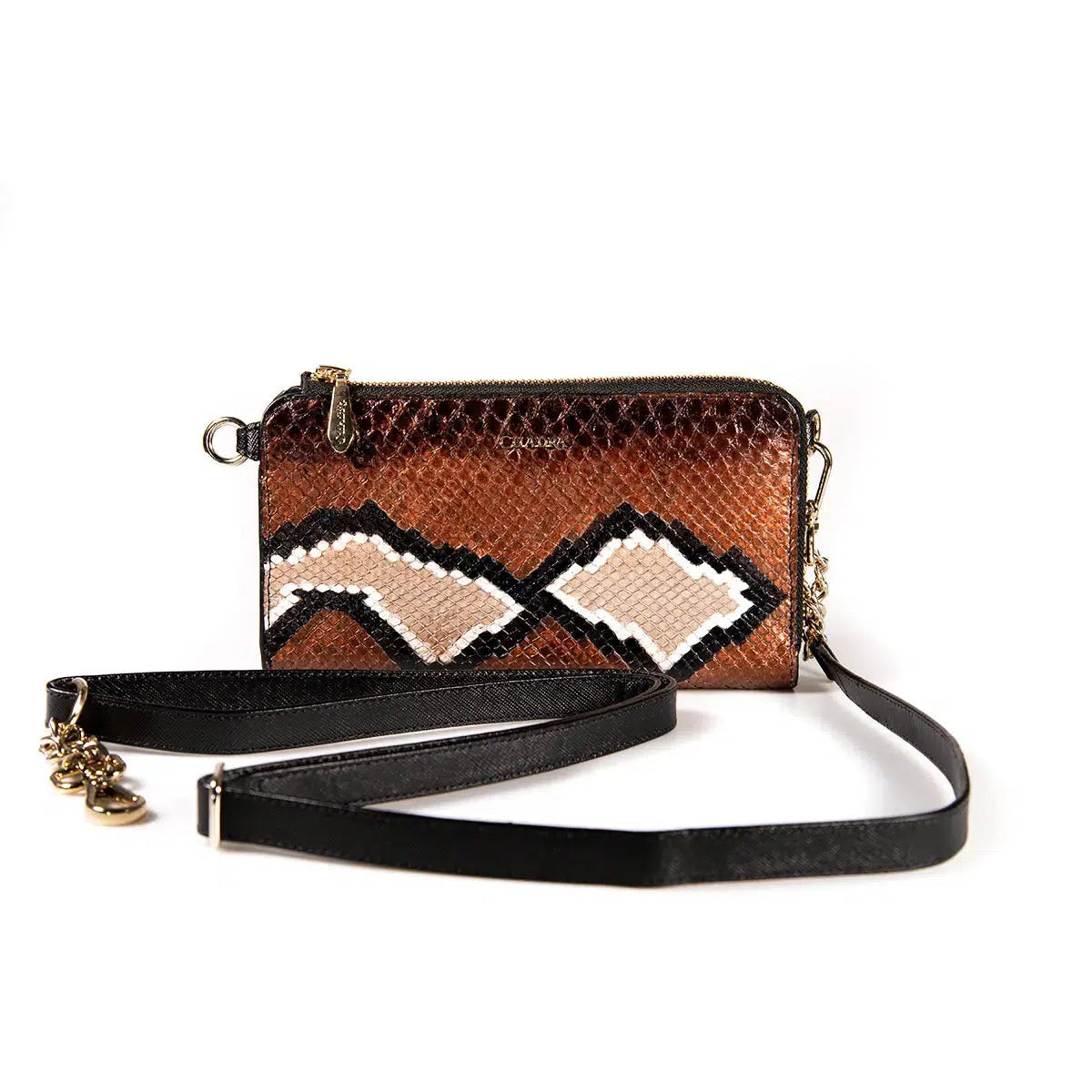 BD229PI Cuadra Brown Casual Fashion Python Wristlet Wallet for Women - Stylish & Compact Clutch for Everyday Use, Parties, and Travel