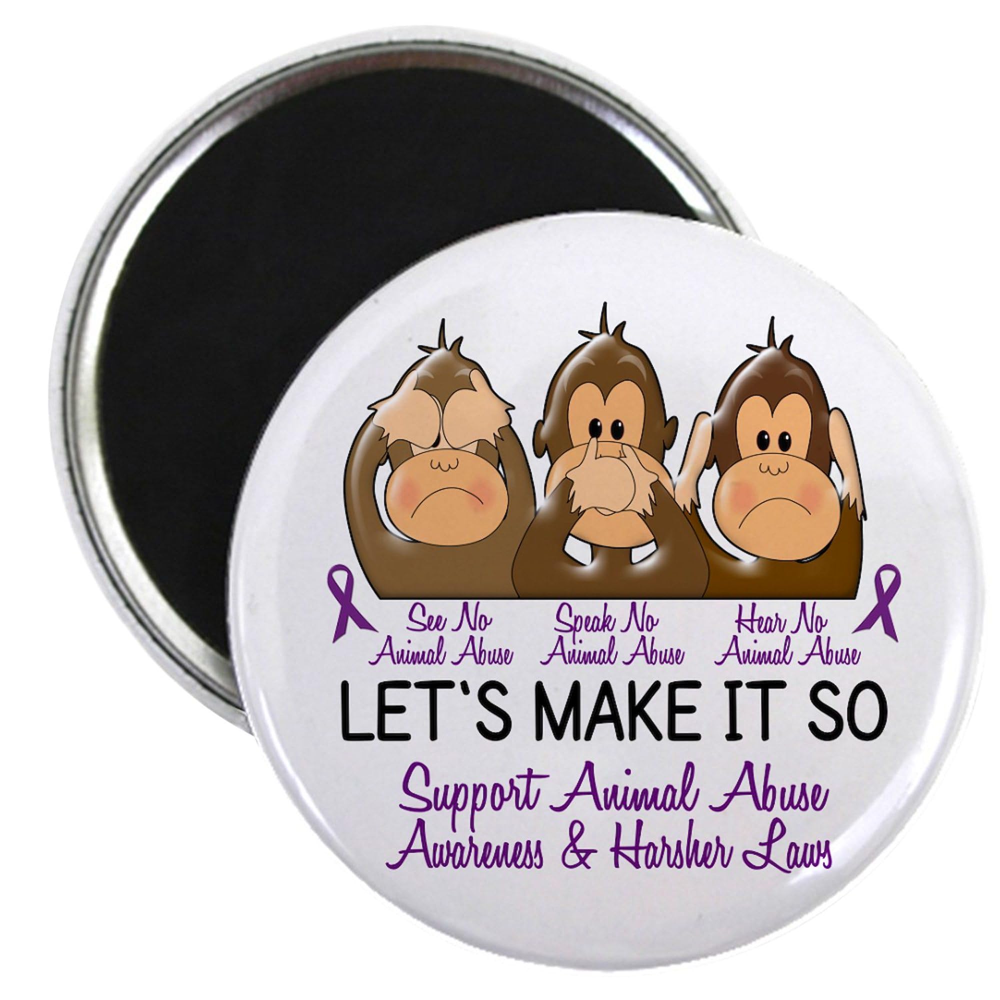 CafePress See Speak Hear No Animal Abuse 2.25 Inch Magnets - 100 Pack Bulk Set for Refrigerators, Lockers & Metal Surfaces - Animal Rights Awareness & Protest Signs