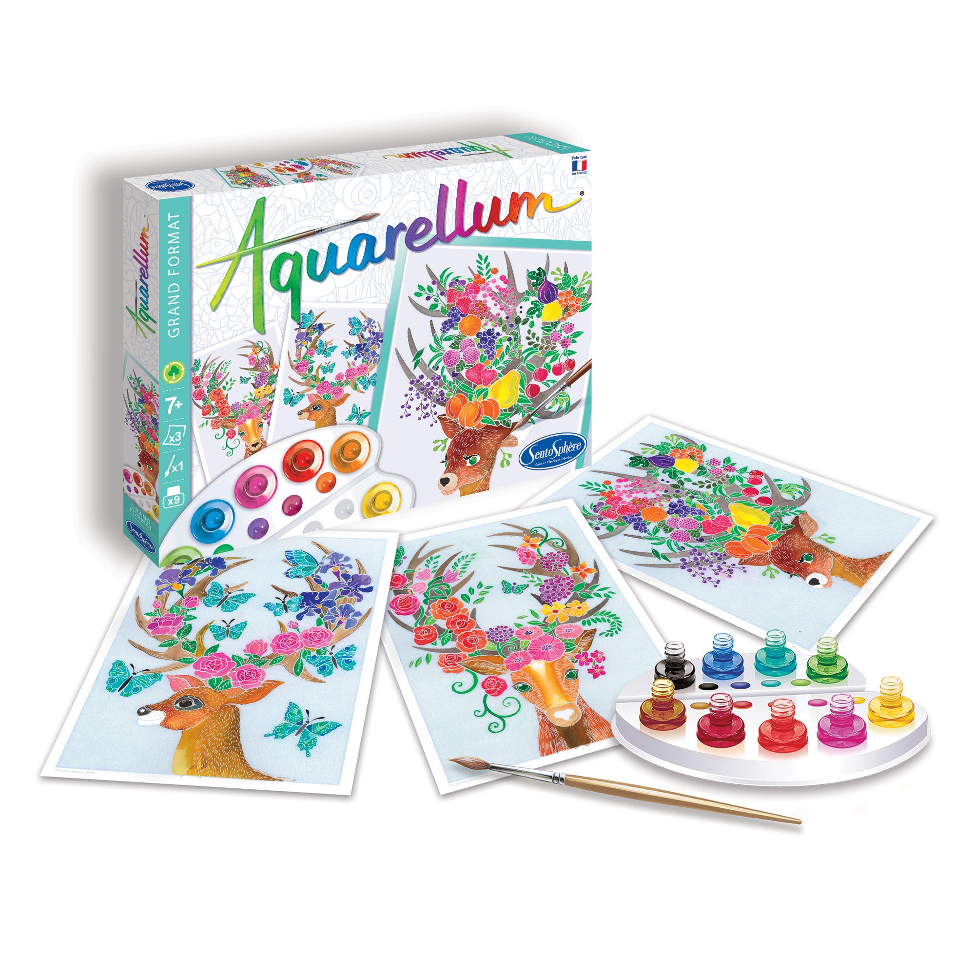 Aquarellum Painting Kit for Kids - Enchanted Deers Watercolor Art Set | Creative DIY Gift for Children, Birthday Party Activity & Home Decor Craft Project